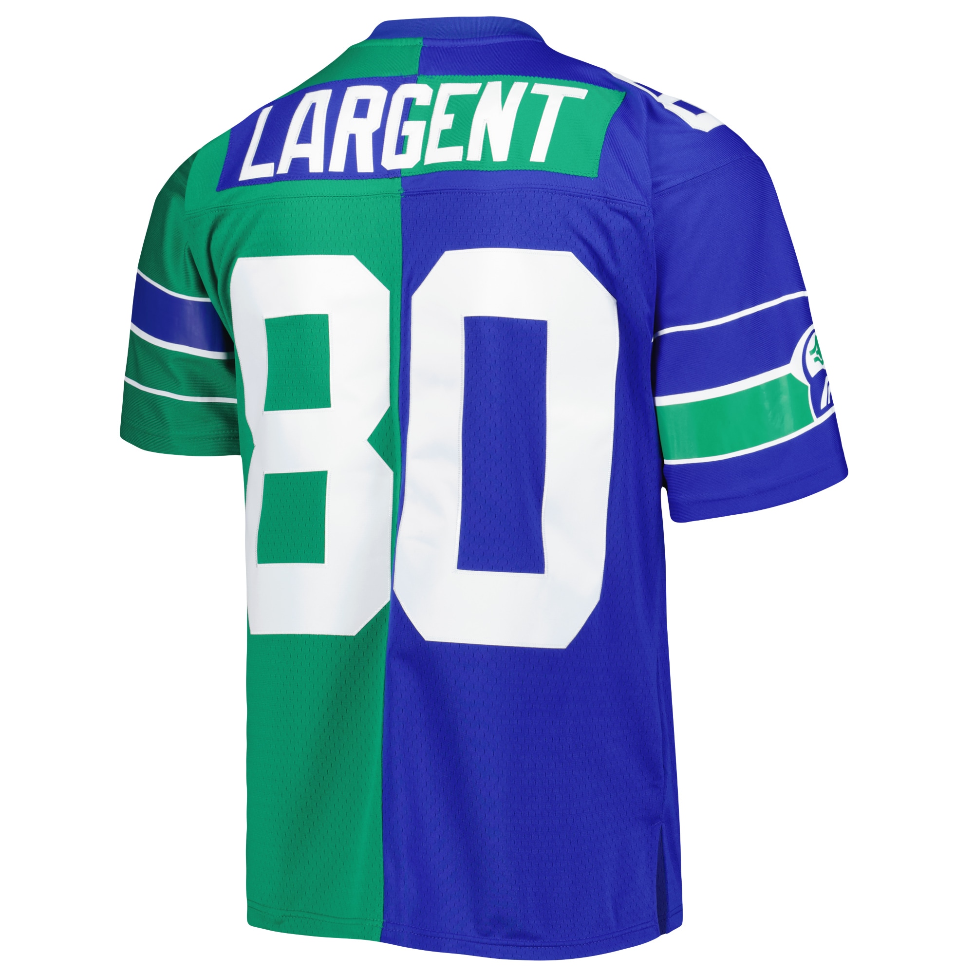 Steve Largent Seattle Seahawks Mitchell & Ness 1985 Split Legacy Jersey – Royal/Green - Image 2