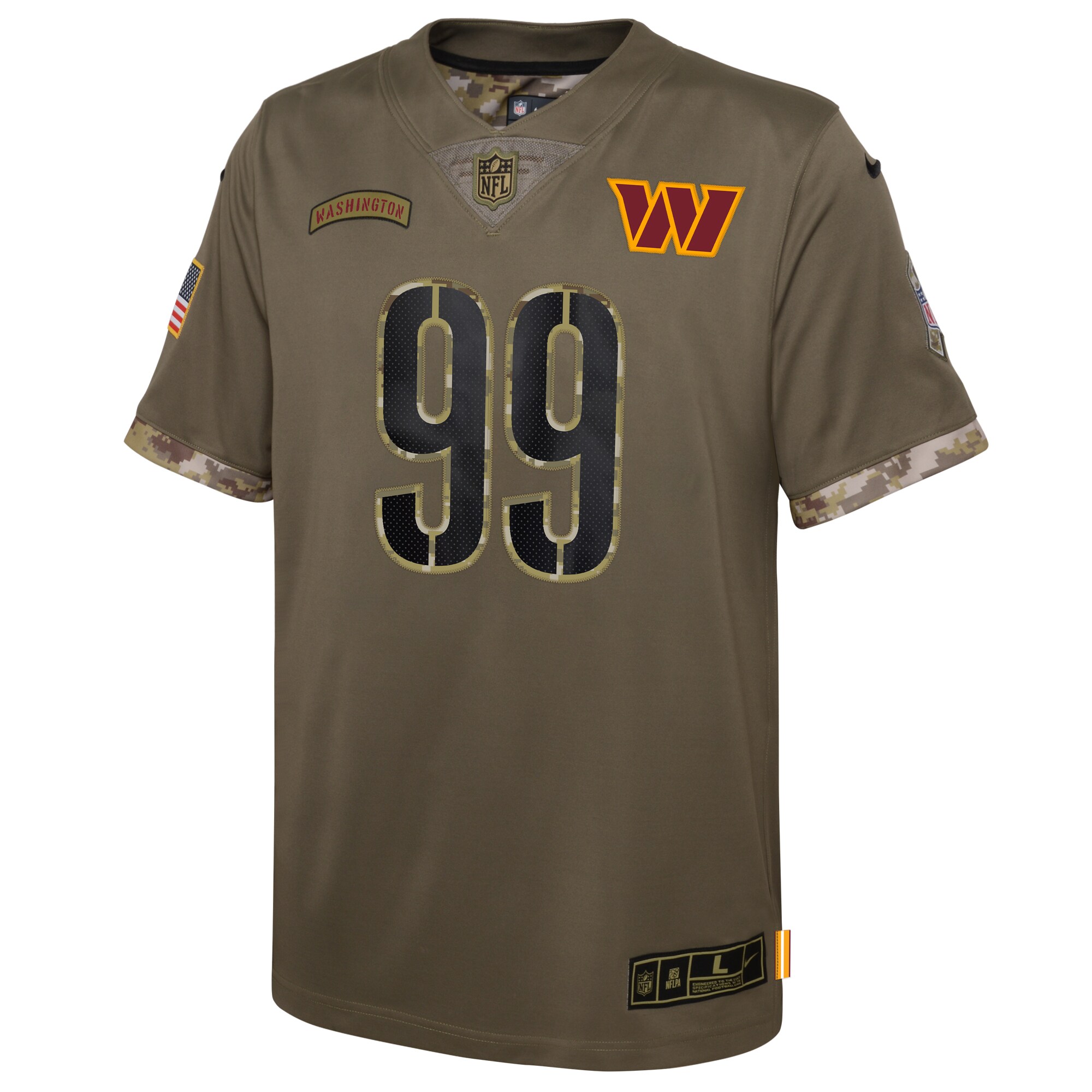 Chase Young Washington Commanders Nike Youth 2022 Salute To Service Player Limited Jersey – Olive - Image 2