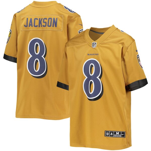 Lamar Jackson Baltimore Ravens Nike Youth Inverted Team Game Jersey – Gold