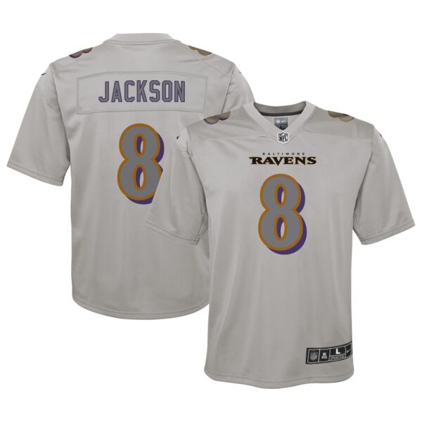 Lamar Jackson Baltimore Ravens Nike Youth Atmosphere Fashion Game Jersey – Gray