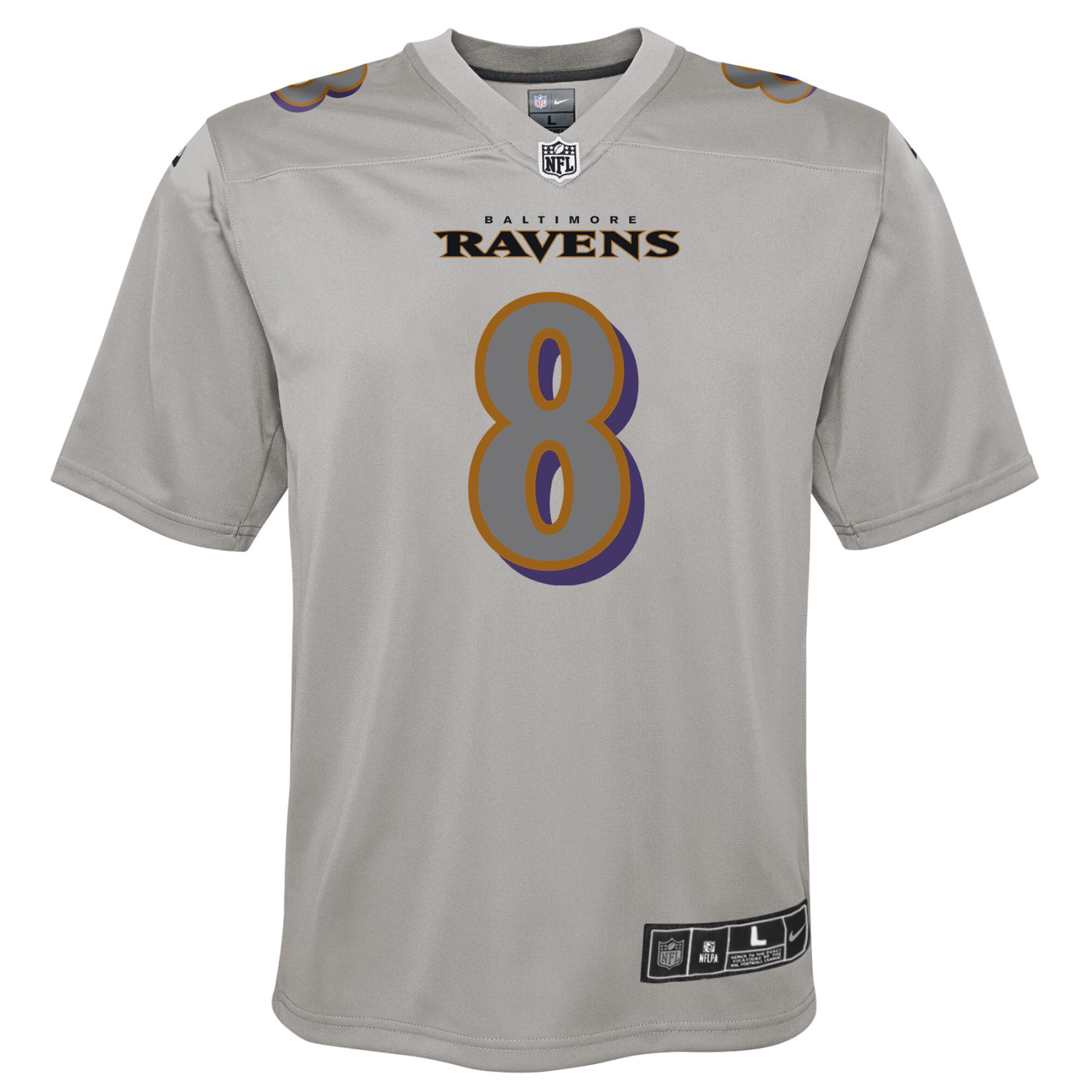 Lamar Jackson Baltimore Ravens Nike Youth Atmosphere Fashion Game Jersey – Gray - Image 2