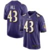 Justice Hill Baltimore Ravens Nike Game Jersey – Purple