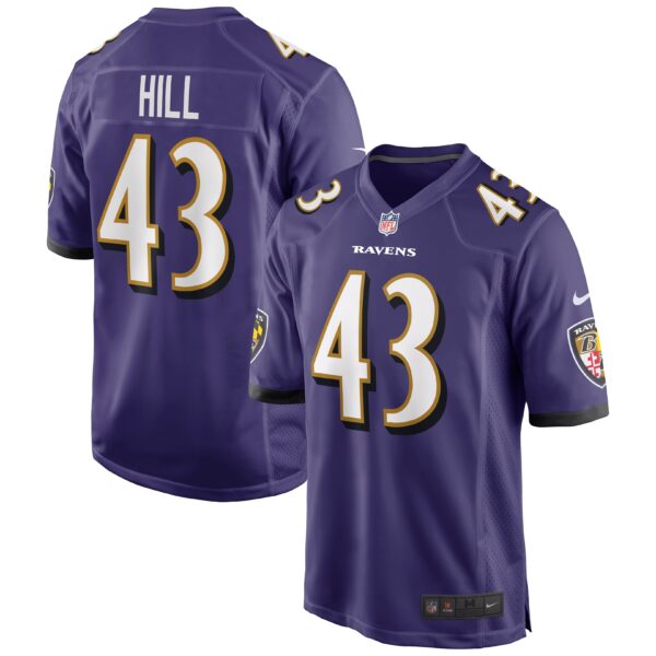 Justice Hill Baltimore Ravens Nike Game Jersey – Purple