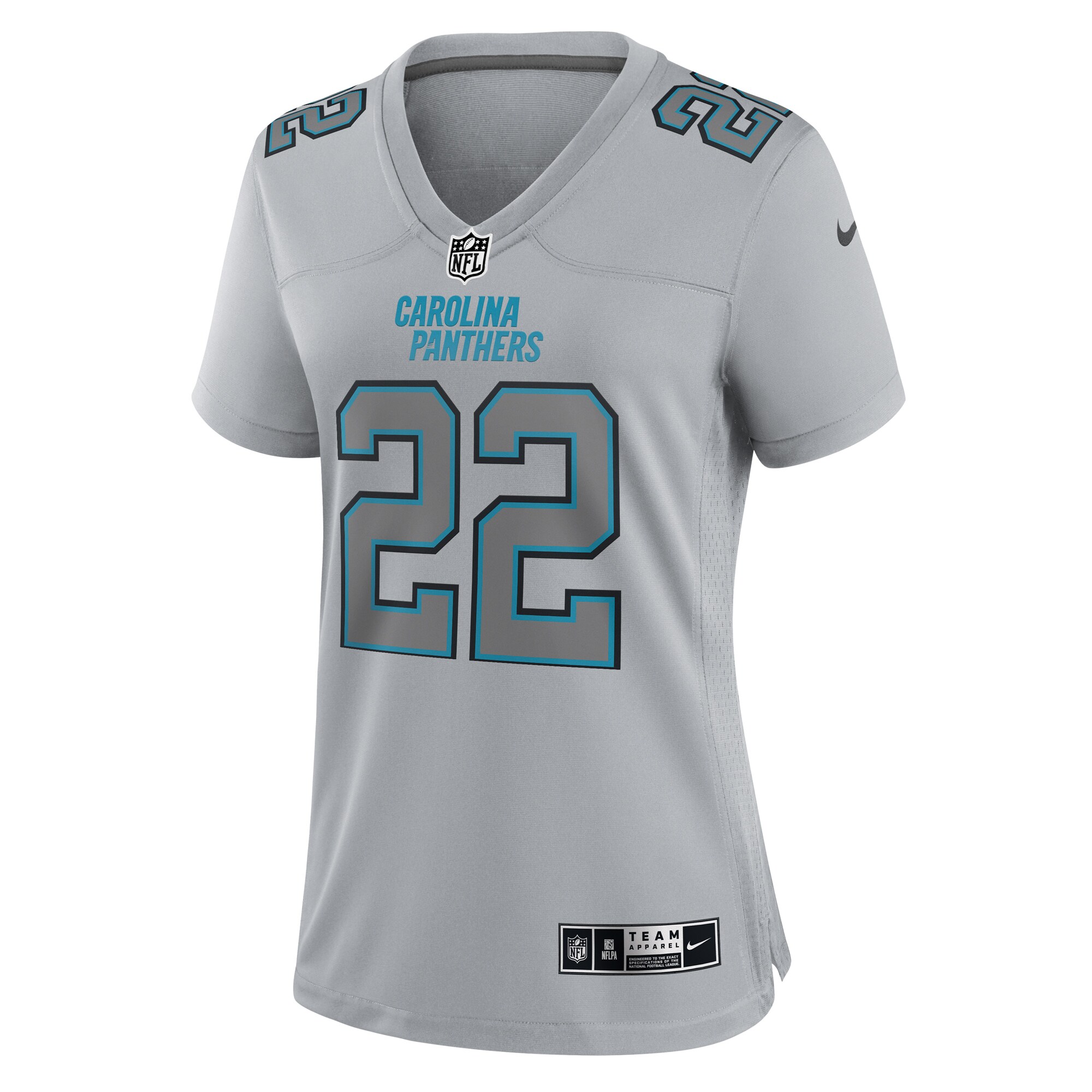 Christian McCaffrey Carolina Panthers Nike Women’s Atmosphere Fashion Game Jersey – Gray - Image 2