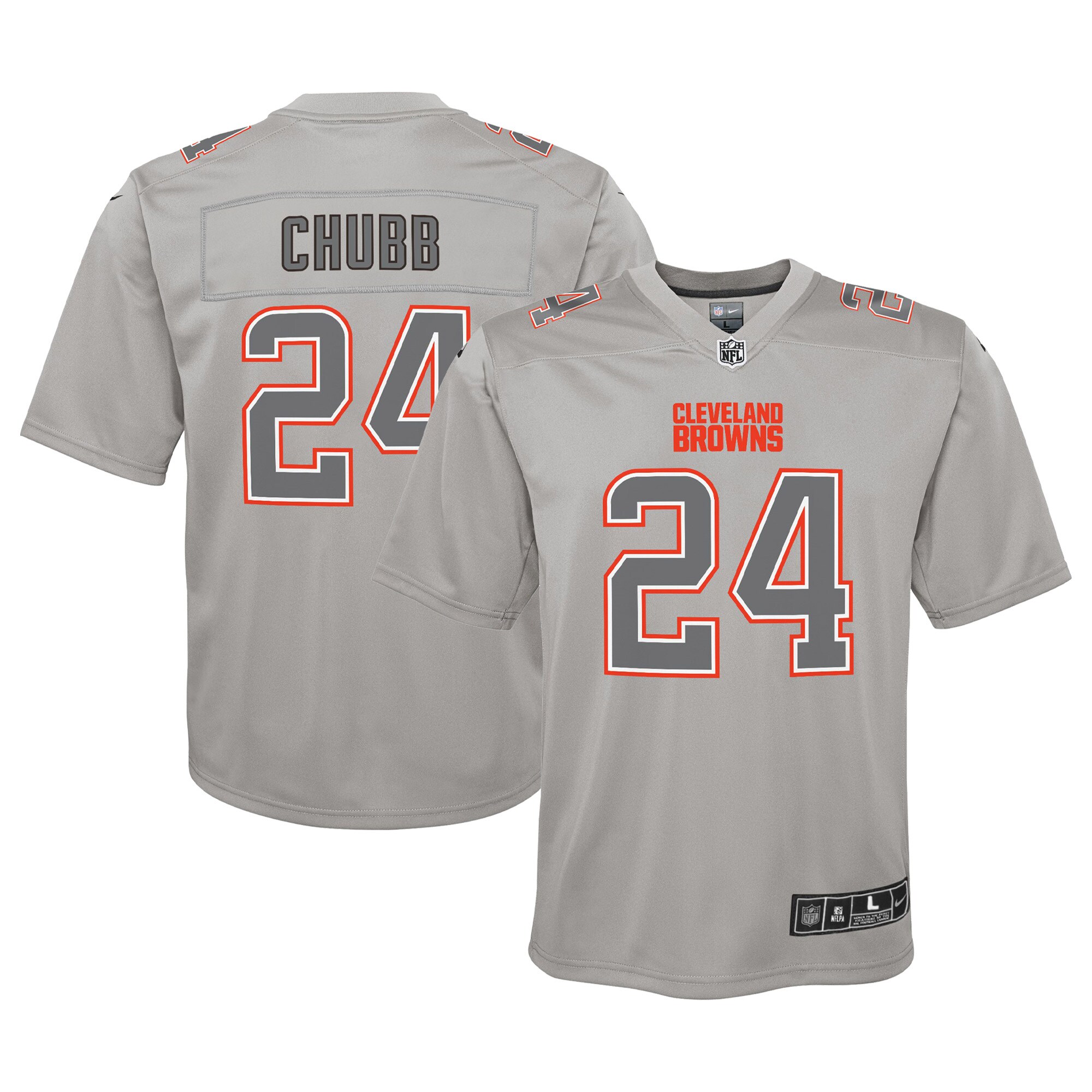 Nick Chubb Cleveland Browns Nike Youth Atmosphere Game Jersey – Gray