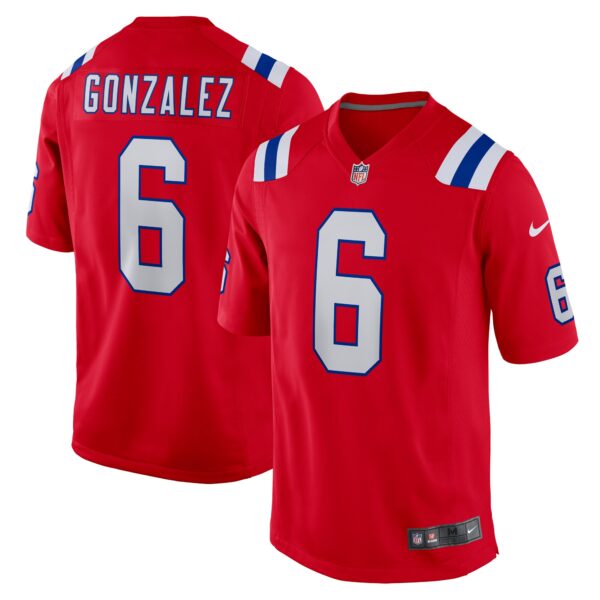 Christian Gonzalez New England Patriots Nike Alternate Team Game Jersey – Red