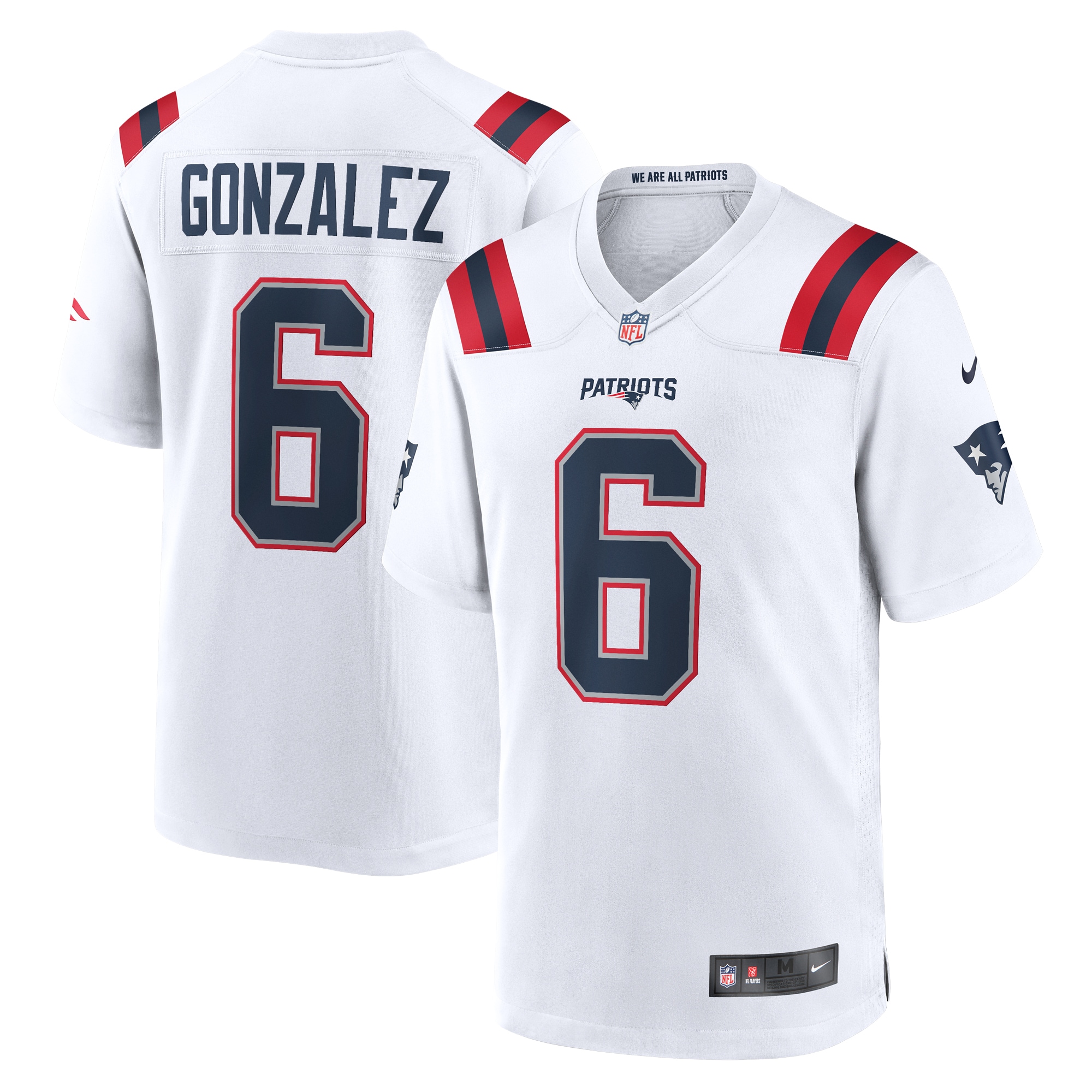 Christian Gonzalez New England Patriots Nike Game Jersey – White