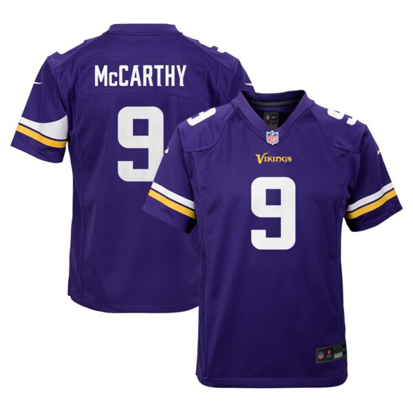 J.J. McCarthy Minnesota Vikings Nike Youth Team Player Game Jersey – Purple
