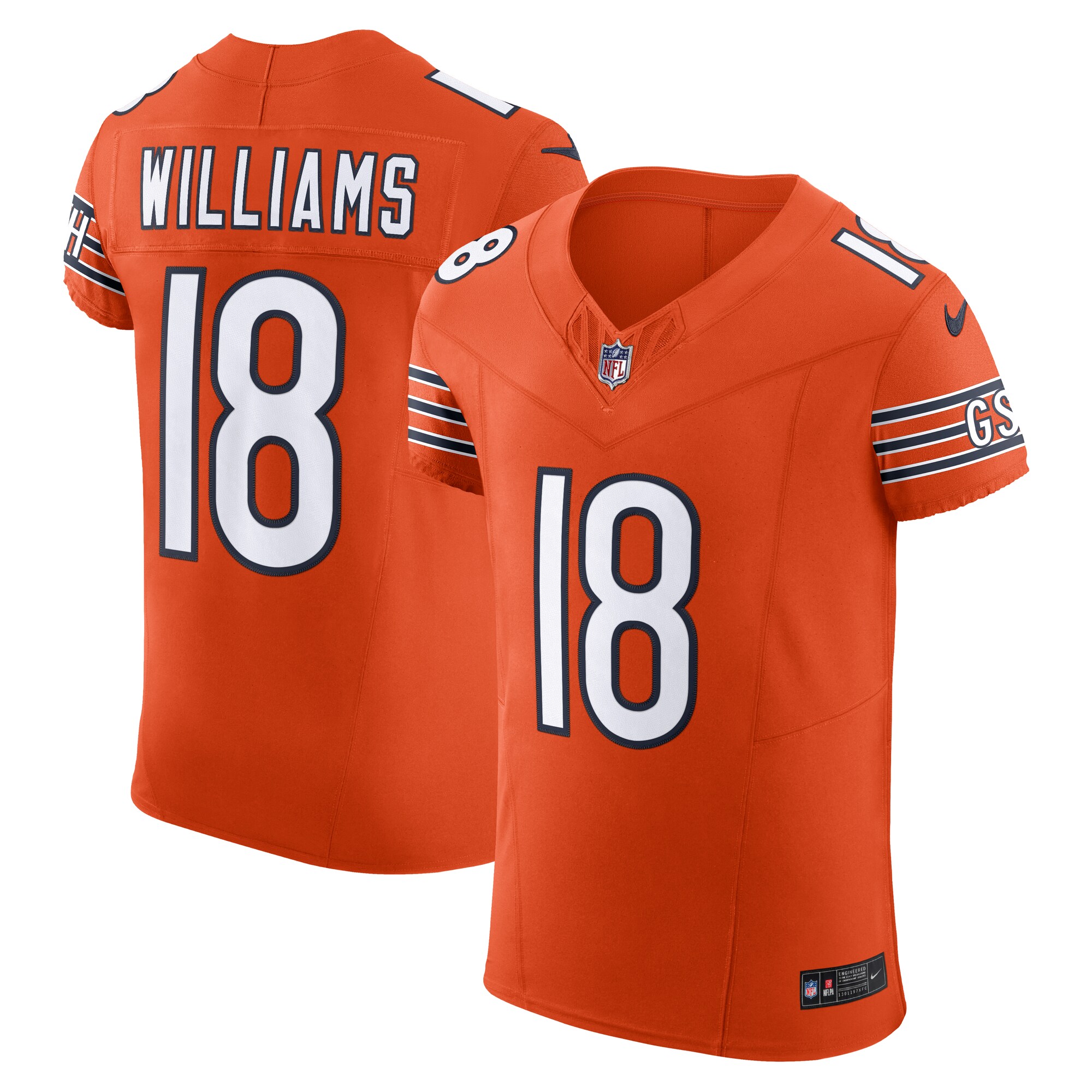 Caleb Williams Chicago Bears Nike Alternate Vapor F.U.S.E. Elite Jersey – Orange