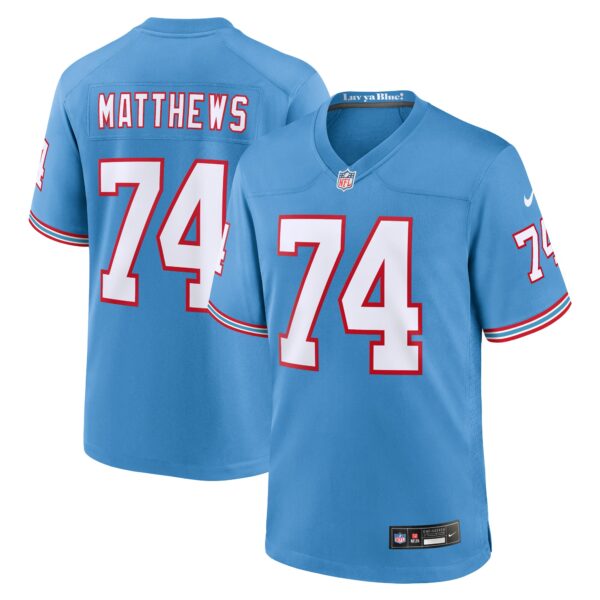 Bruce Matthews Tennessee Titans Nike Oilers Throwback Retired Player Game Jersey – Light Blue