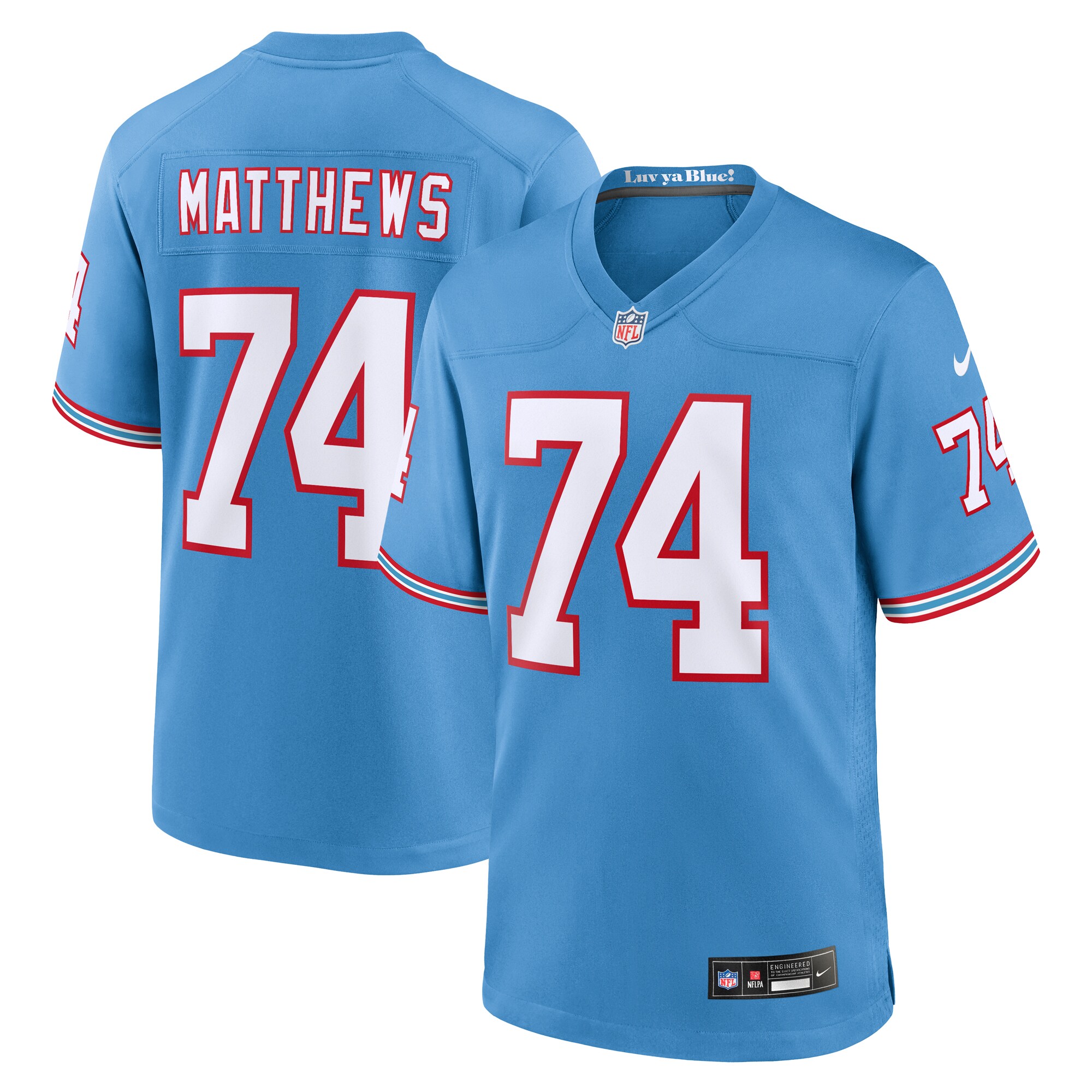 Bruce Matthews Tennessee Titans Nike Oilers Throwback Retired Player Game Jersey – Light Blue
