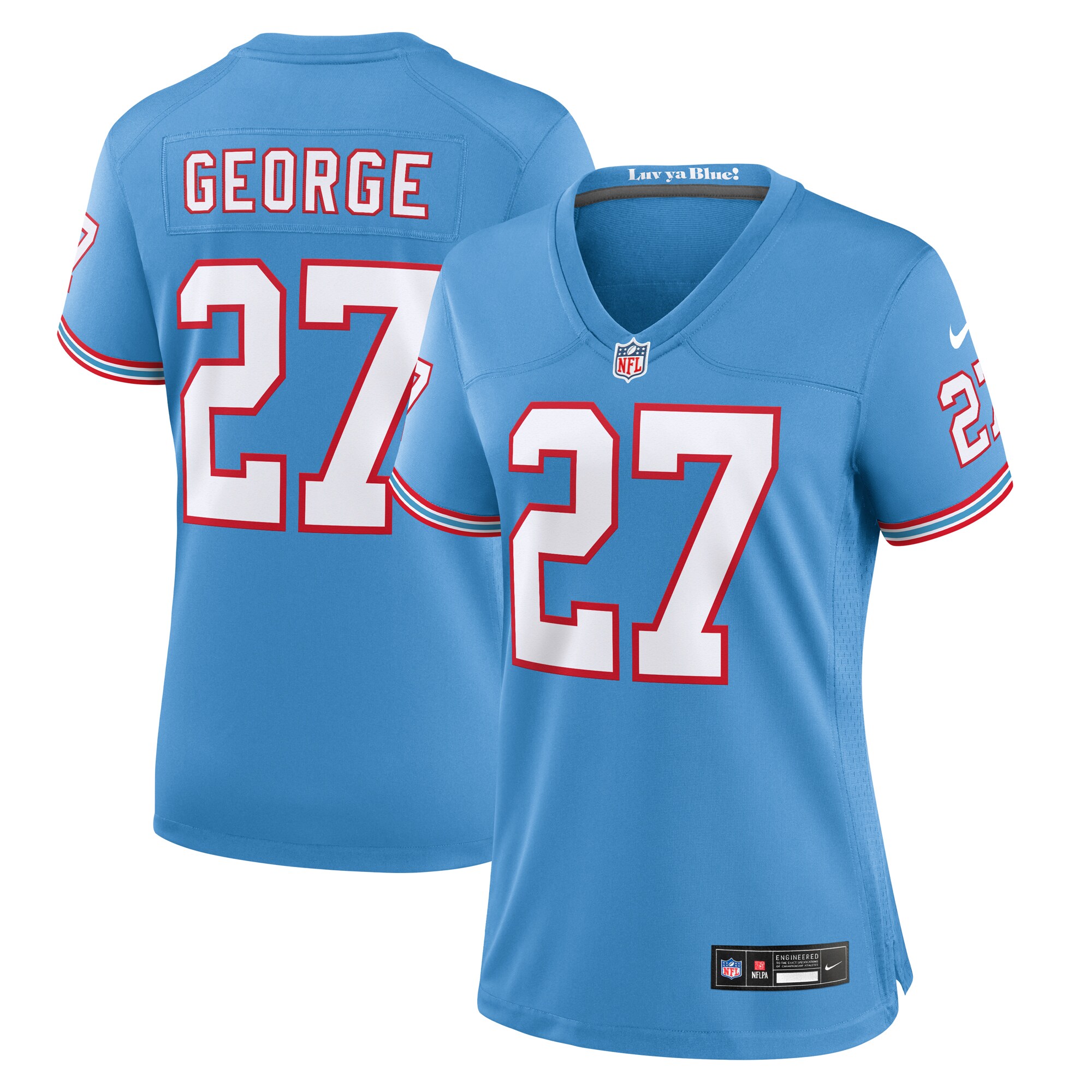 Eddie George Tennessee Titans Nike Women’s Oilers Throwback Retired Player Game Jersey – Light Blue