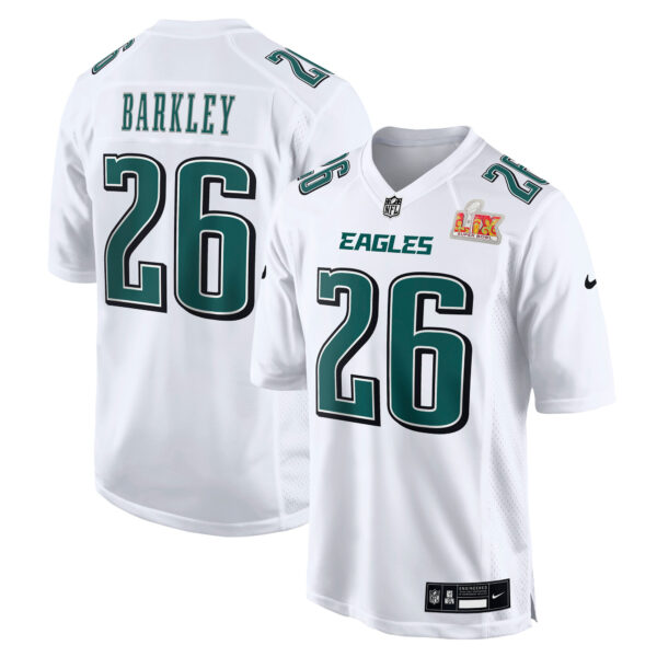 Saquon Barkley Philadelphia Eagles Nike Super Bowl LIX Fashion Game Player Jersey – Tundra White
