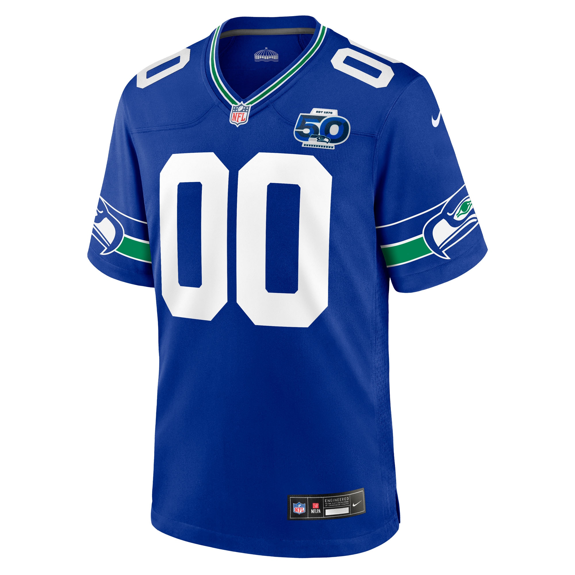 Seattle Seahawks Nike 50th Season Throwback Custom Game Jersey - Royal - Image 2