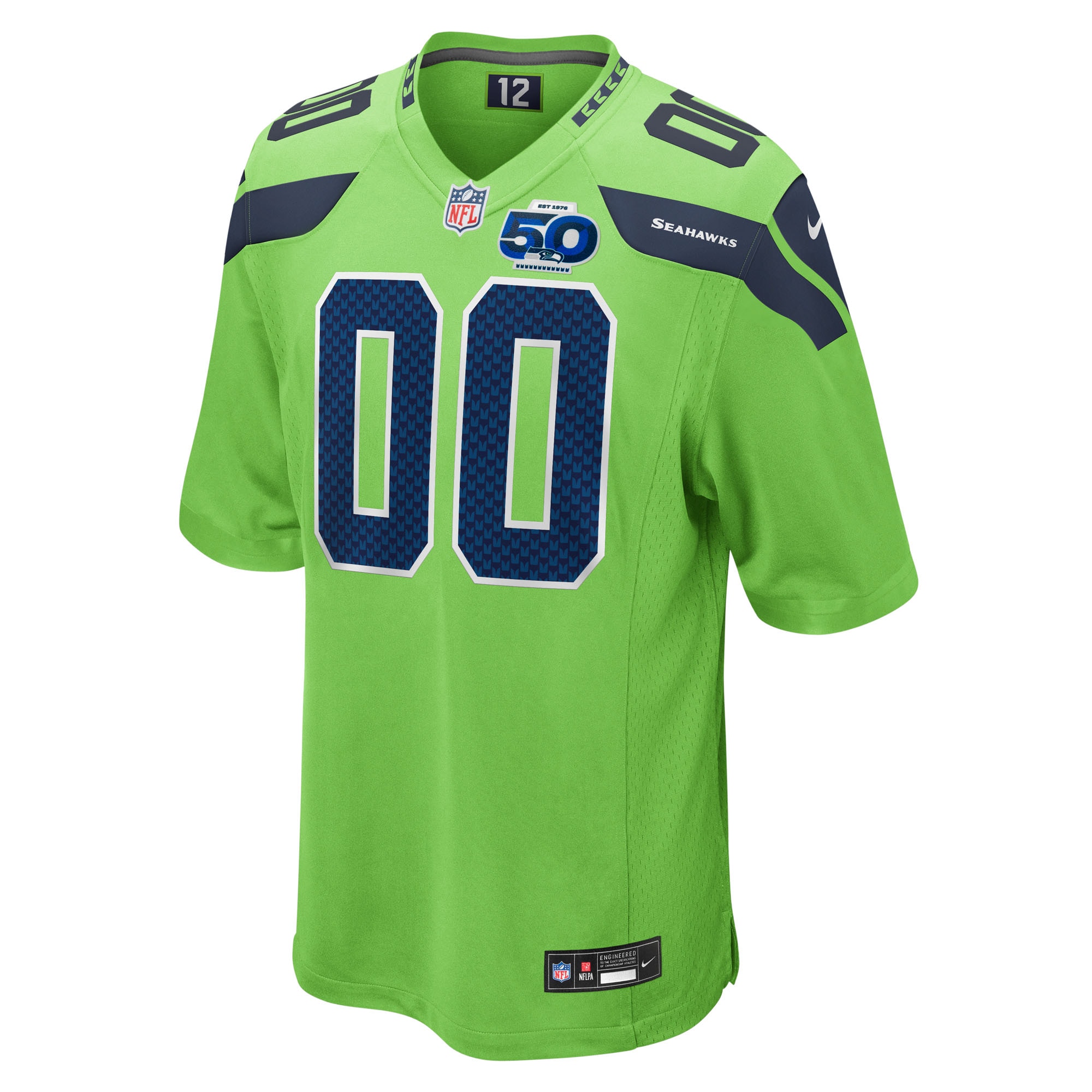 Seattle Seahawks Nike 50th Season Alternate Custom Game Jersey - Neon Green - Image 2
