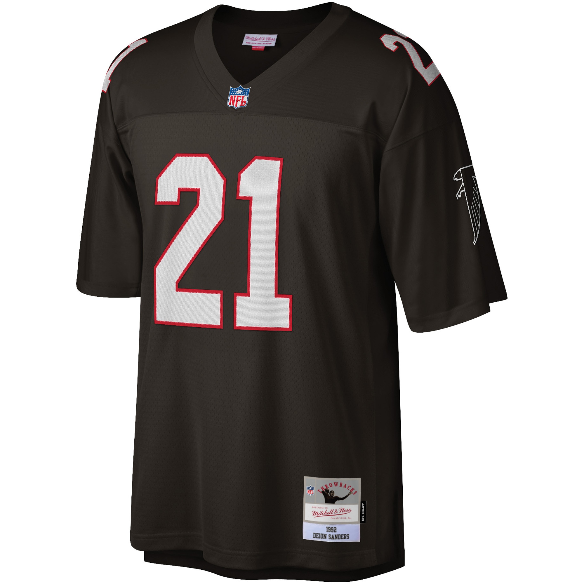 Deion Sanders Atlanta Falcons Mitchell & Ness Legacy Replica Jersey - Black - Image 2