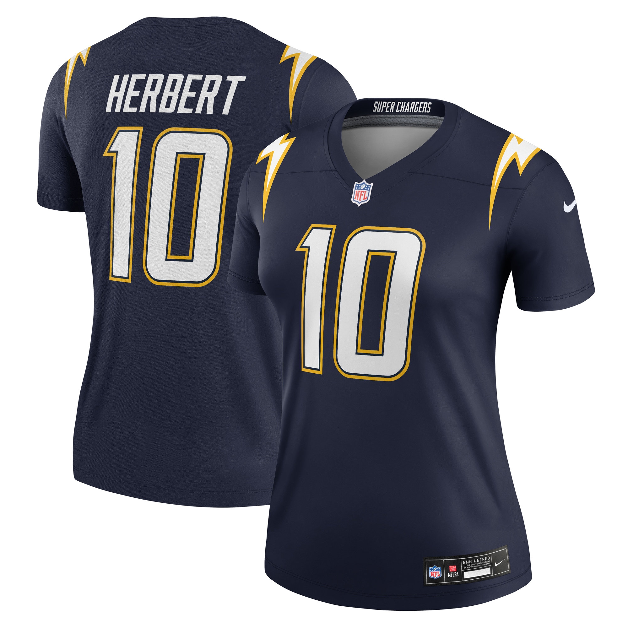 Justin Herbert Los Angeles Chargers Nike Women's Alternate Super Chargers Legend Player Performance Top - Navy