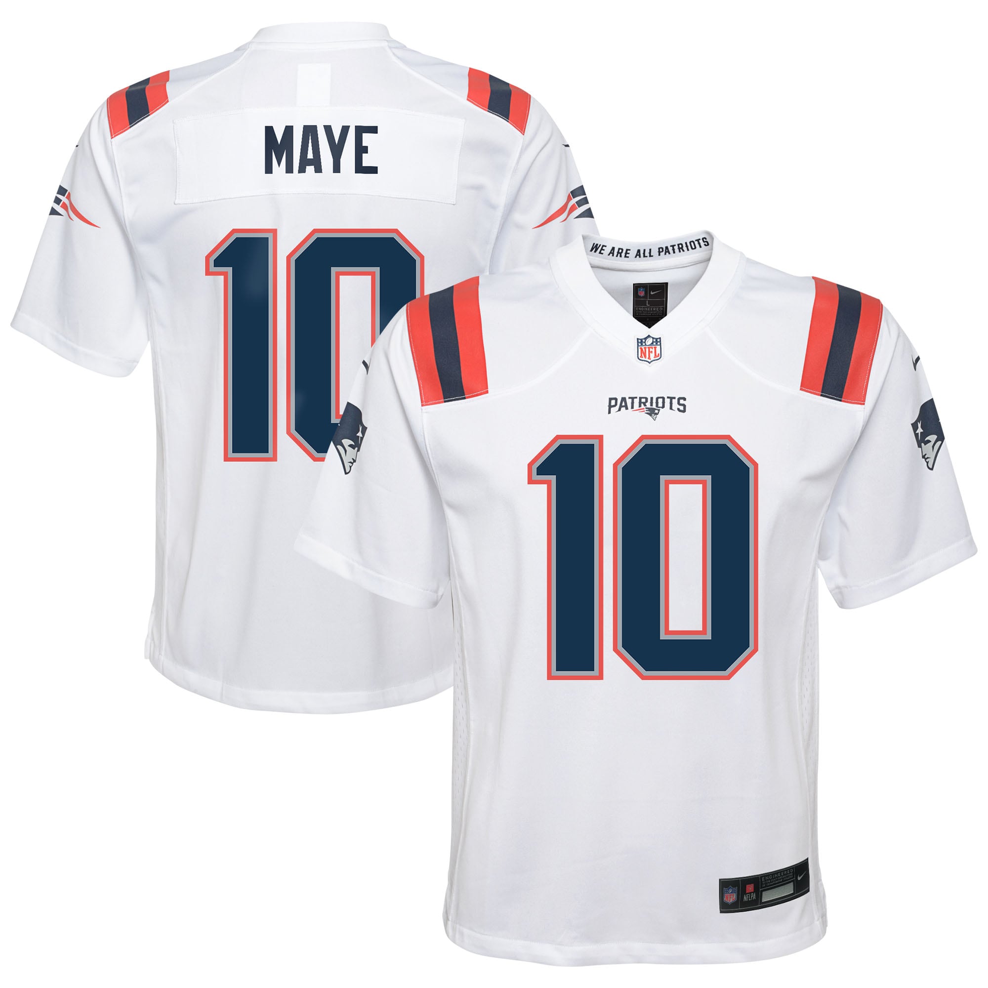 Drake Maye New England Patriots Nike Youth Game Jersey - White