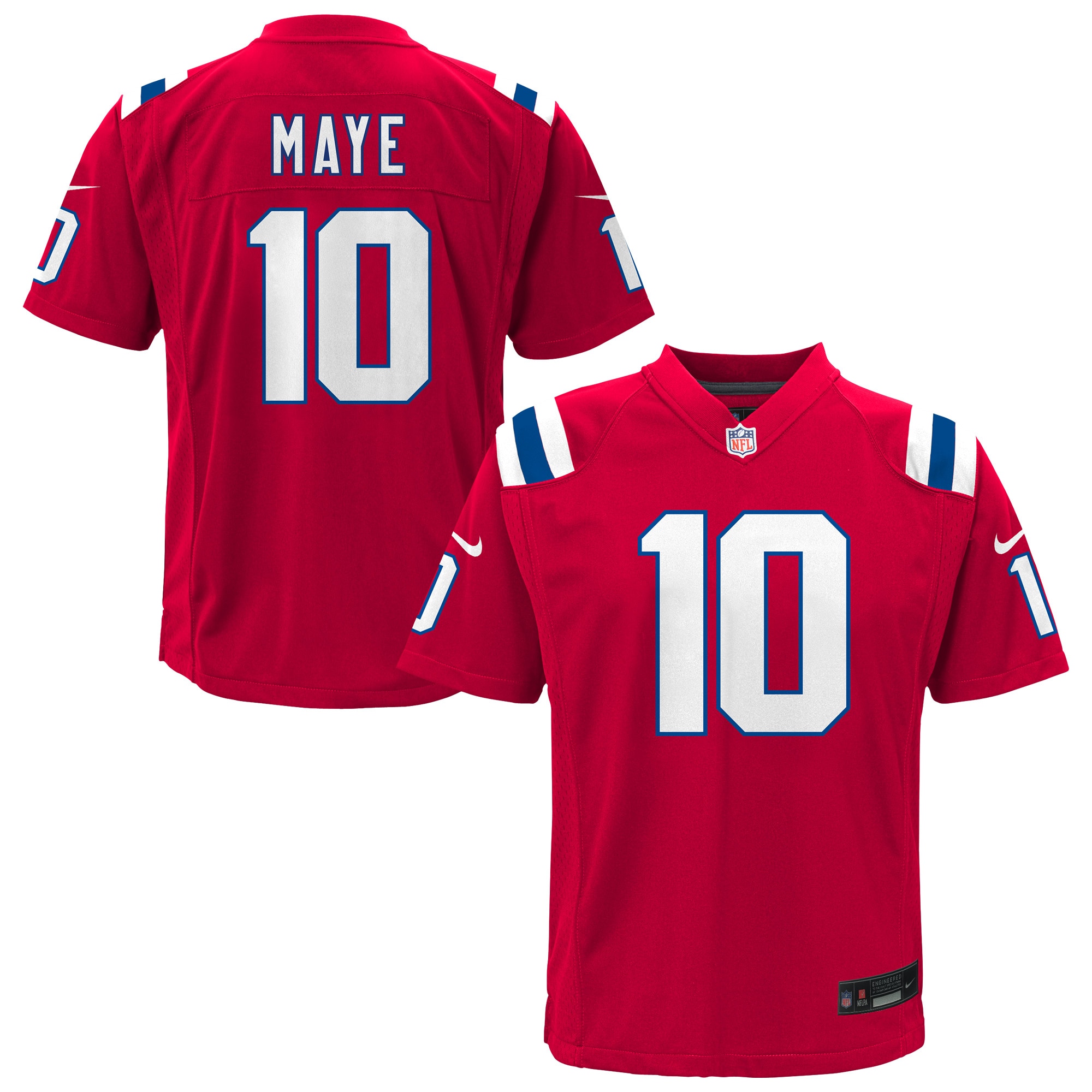 Drake Maye New England Patriots Nike Youth Game Jersey - Red