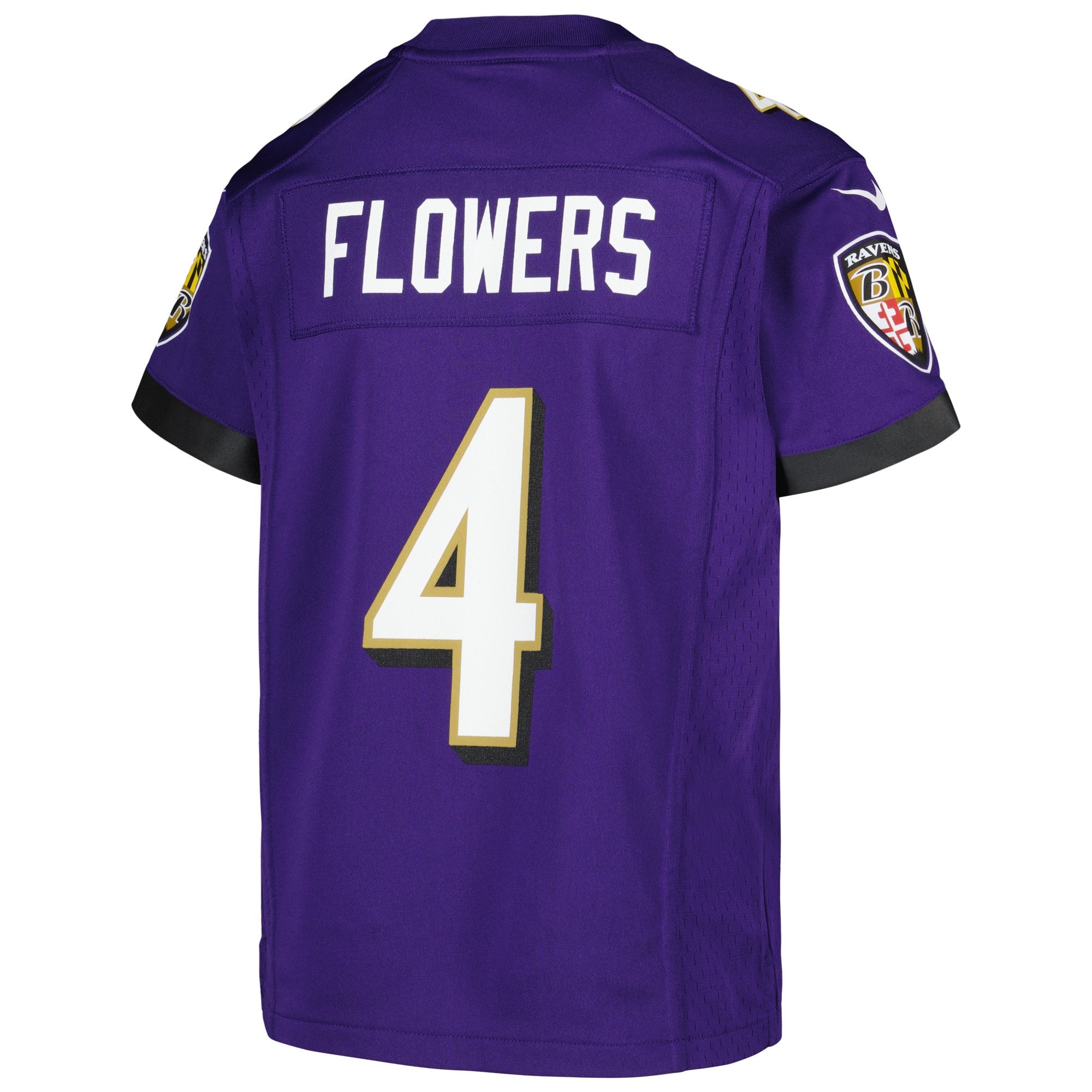 Zay Flowers Baltimore Ravens Nike Youth Game Jersey - Purple - Image 3