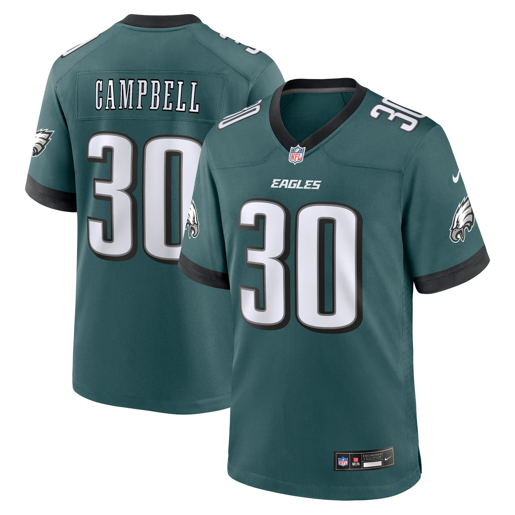 Jihaad Campbell Philadelphia Eagles Nike 2025 NFL Draft First Round Pick Game Jersey - Green