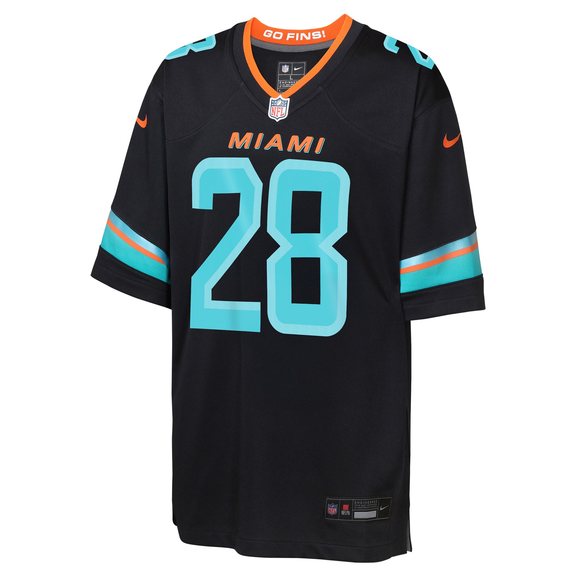 DeVon Achane Miami Dolphins Nike Youth 2025 Rivalries Collection Game Jersey - Pitch Blue - Image 2