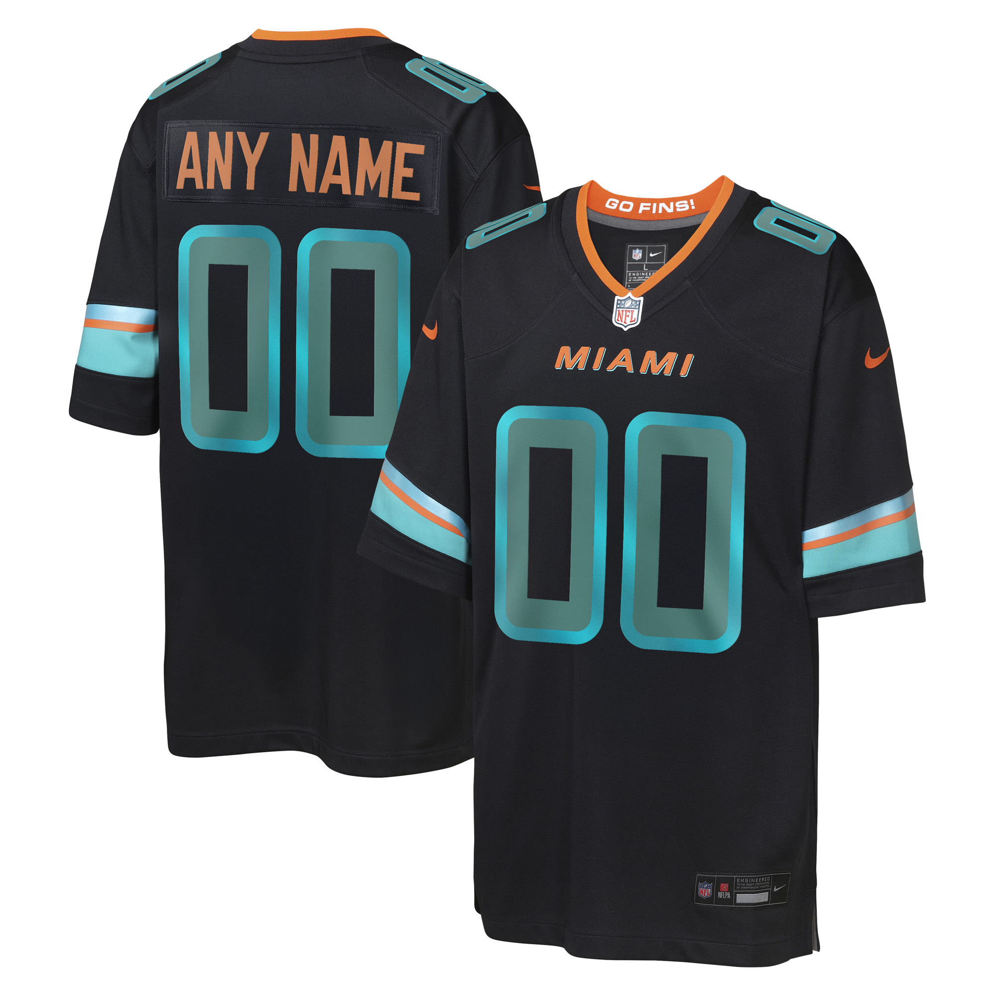 Miami Dolphins Nike Youth 2025 Rivalries Collection Custom Game Jersey - Pitch Blue
