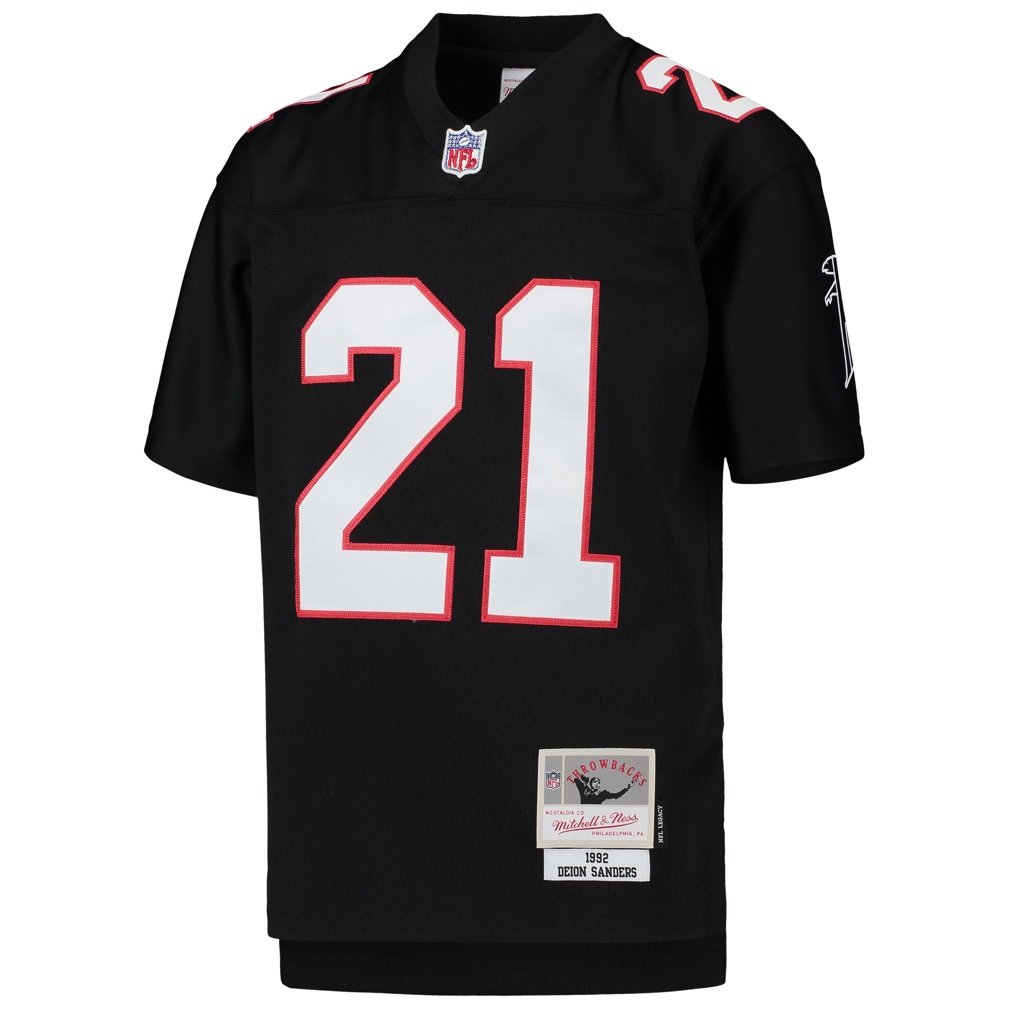 Deion Sanders Atlanta Falcons Mitchell & Ness Youth 1992 Legacy Retired Player Jersey - Black - Image 2