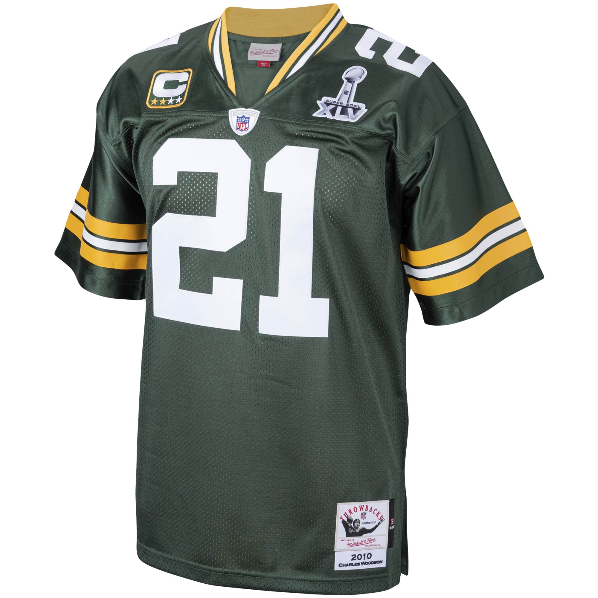 Charles Woodson Green Bay Packers 2010 Mitchell & Ness Authentic Throwback Retired Player Jersey - Green - Image 2