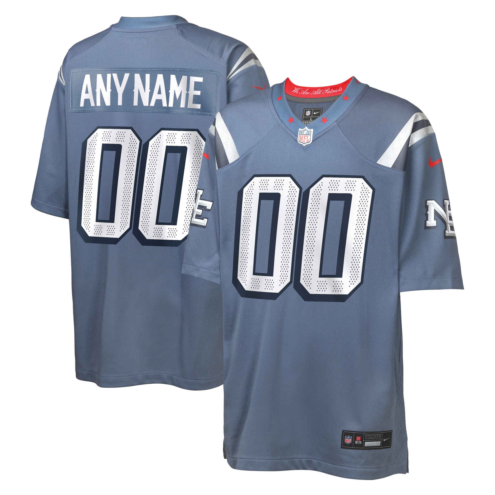 New England Patriots Nike Youth 2025 Rivalries Collection Custom Game Jersey - Storm Blue
