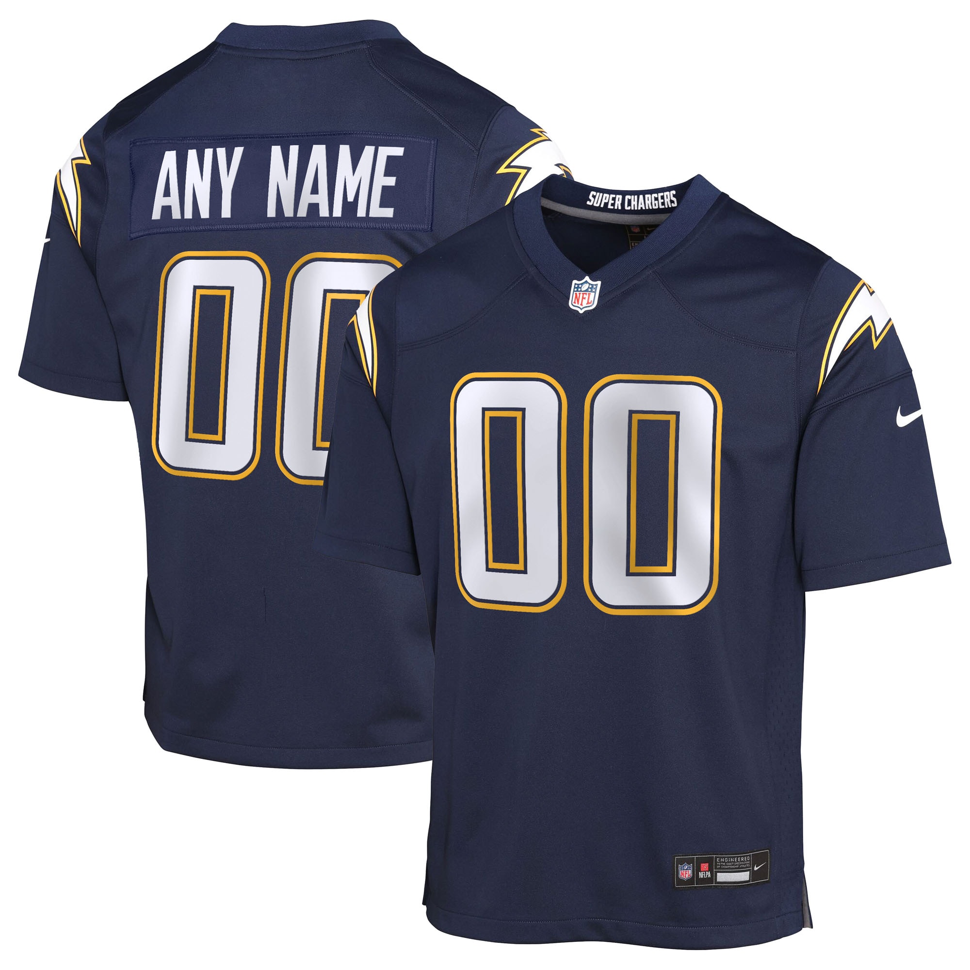 Los Angeles Chargers Nike Youth Alternate Super Chargers Game Custom Jersey - Navy