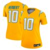 Justin Herbert Los Angeles Chargers Nike Women's Alternate Charger Power Legend Player Performance Top - Gold