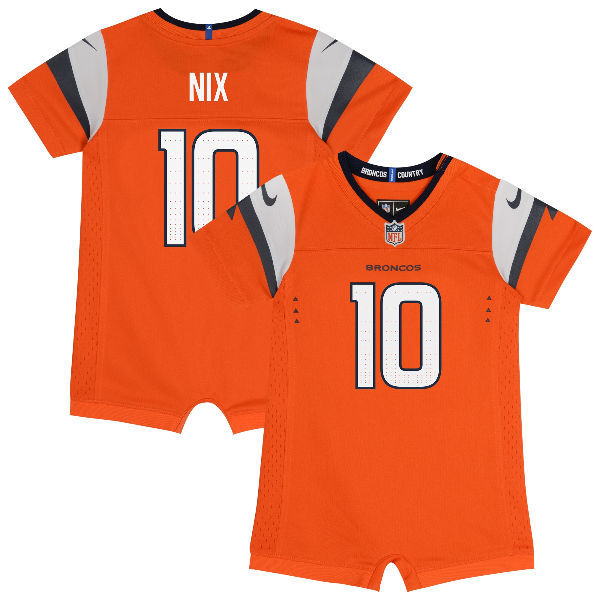 Bo Nix Denver Broncos Nike Newborn & Infant Game Romper Jersey - Orange