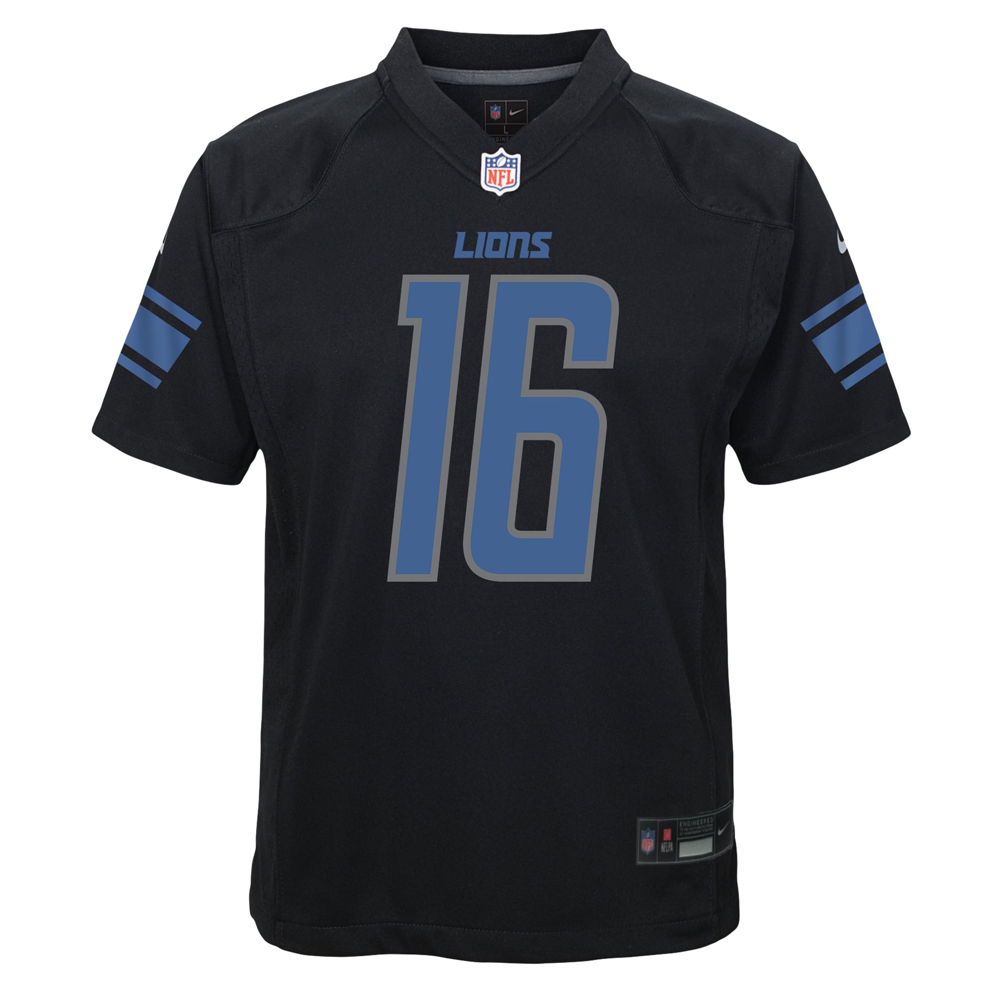 Jared Goff Detroit Lions Nike Youth Game Jersey - Black - Image 2