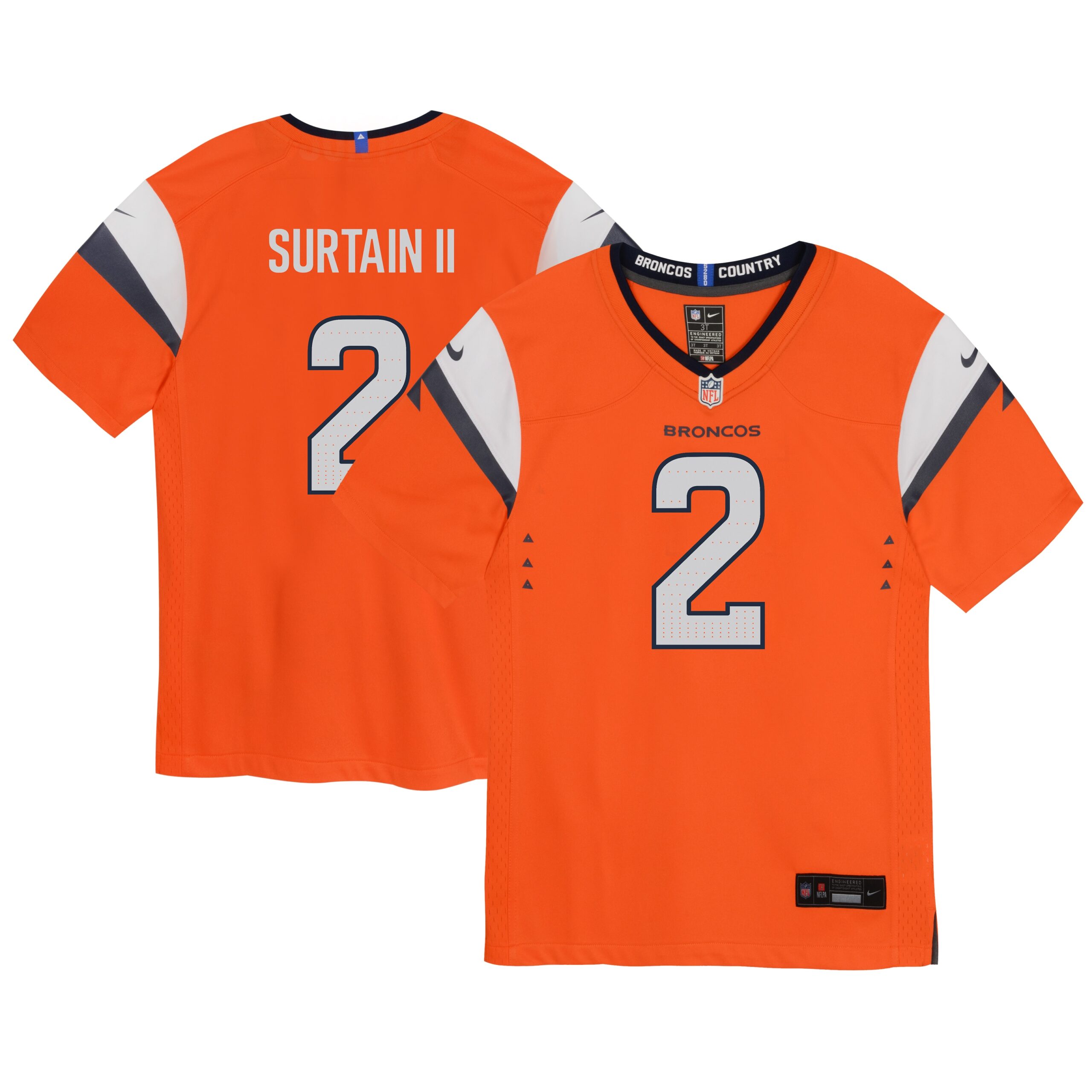 Patrick Surtain II Denver Broncos Nike Infant Team Player Game Jersey - Orange