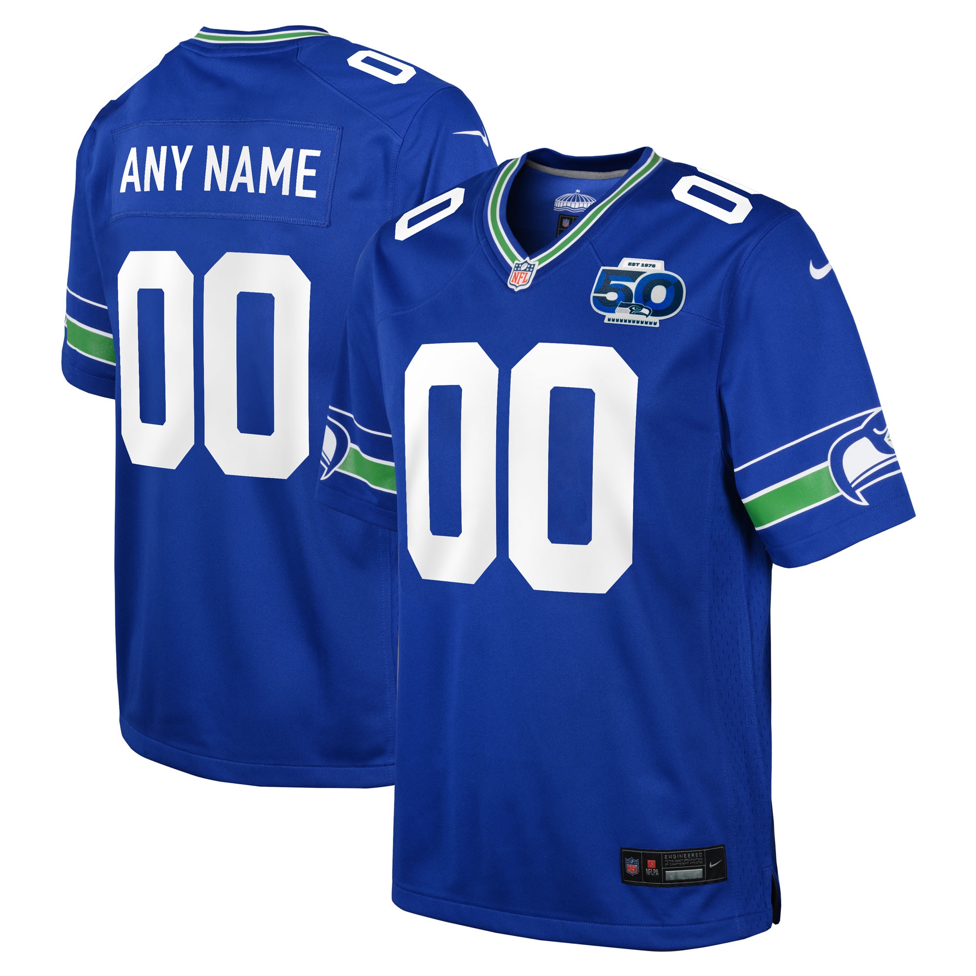 Seattle Seahawks Nike Youth 50th Season Throwback Custom Game Jersey - Royal
