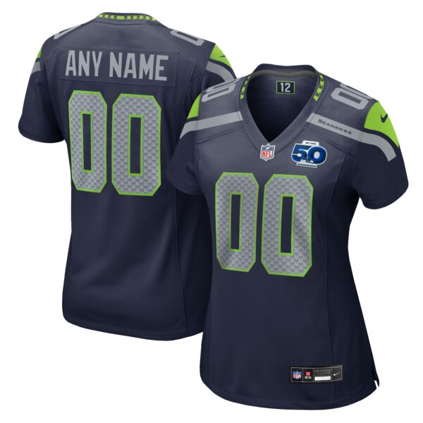 Seattle Seahawks Nike Women's 50th Season Team Custom Game Jersey - College Navy