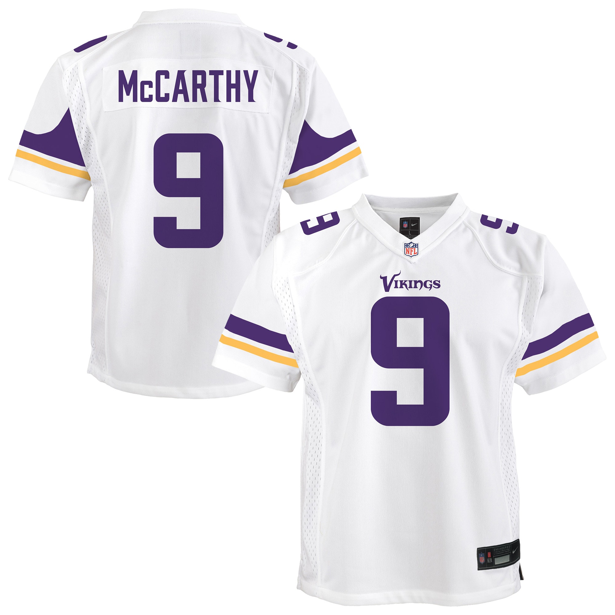 J.J. McCarthy Minnesota Vikings Nike Youth Game Jersey - White