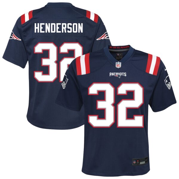 TreVeyon Henderson New England Patriots Nike Youth Team Game Jersey - Navy