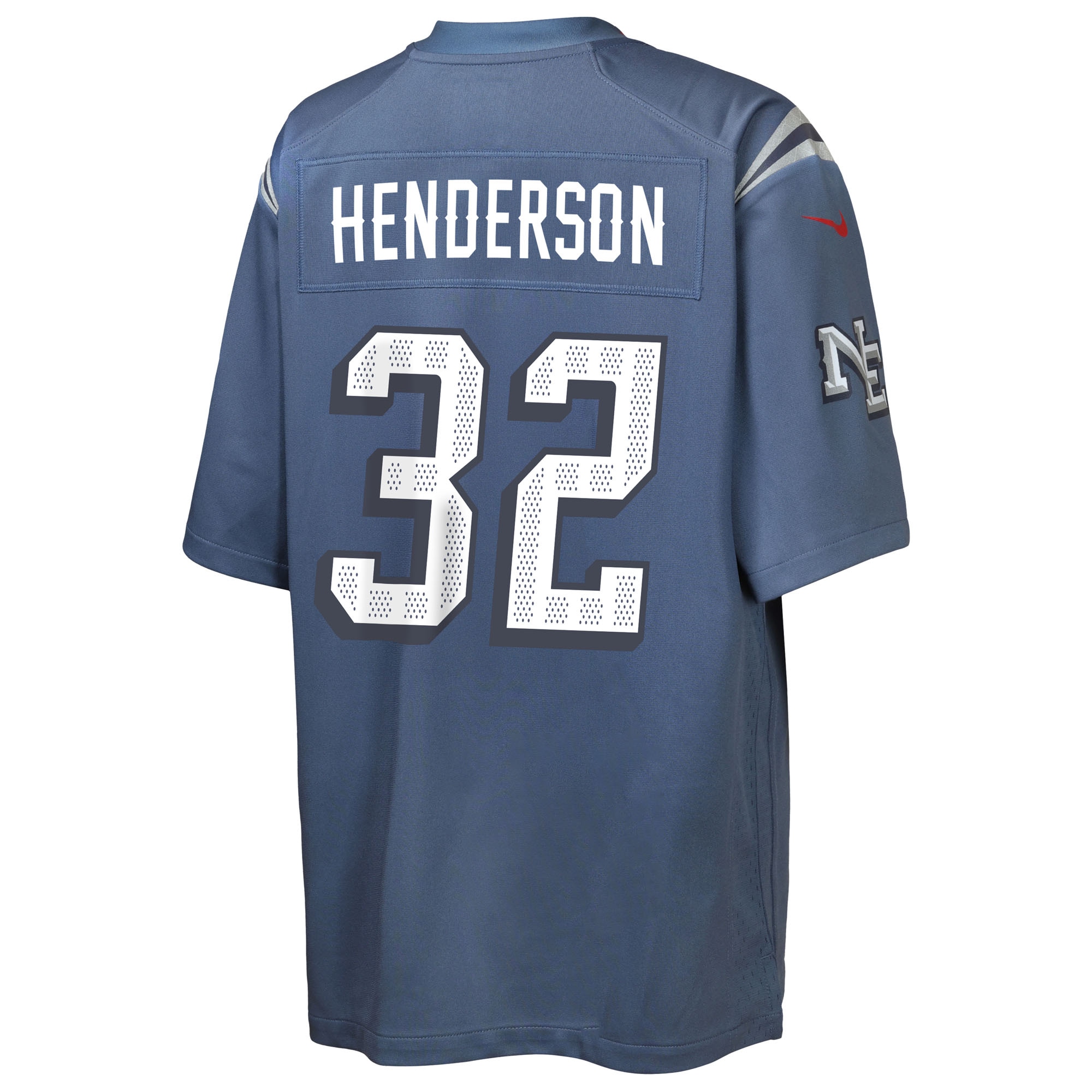TreVeyon Henderson New England Patriots Nike Youth 2025 Rivalries Collection Game Jersey - Storm Blue - Image 3