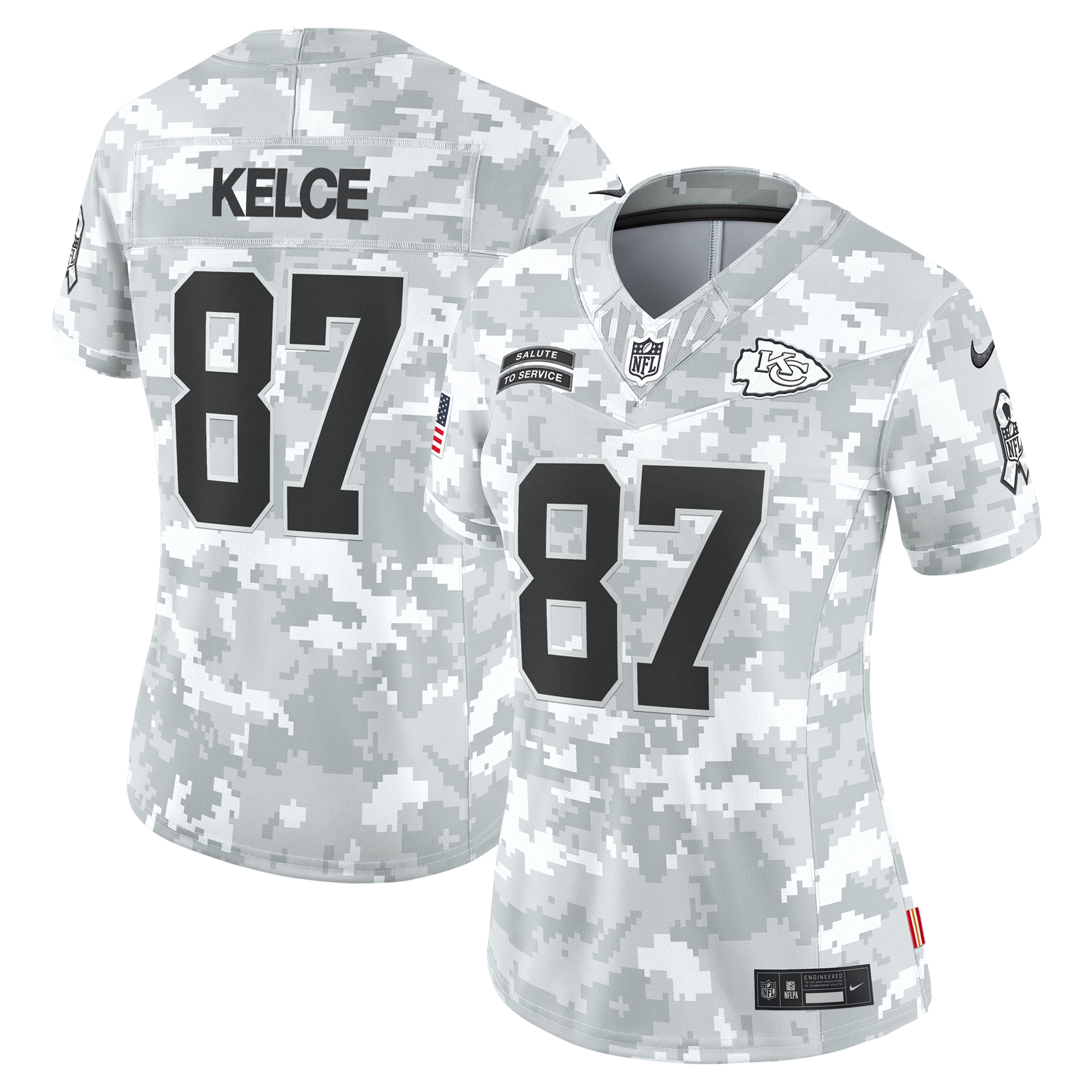 Travis Kelce Kansas City Chiefs Nike Women's 2024 Salute to Service Limited Jersey - Arctic Camo