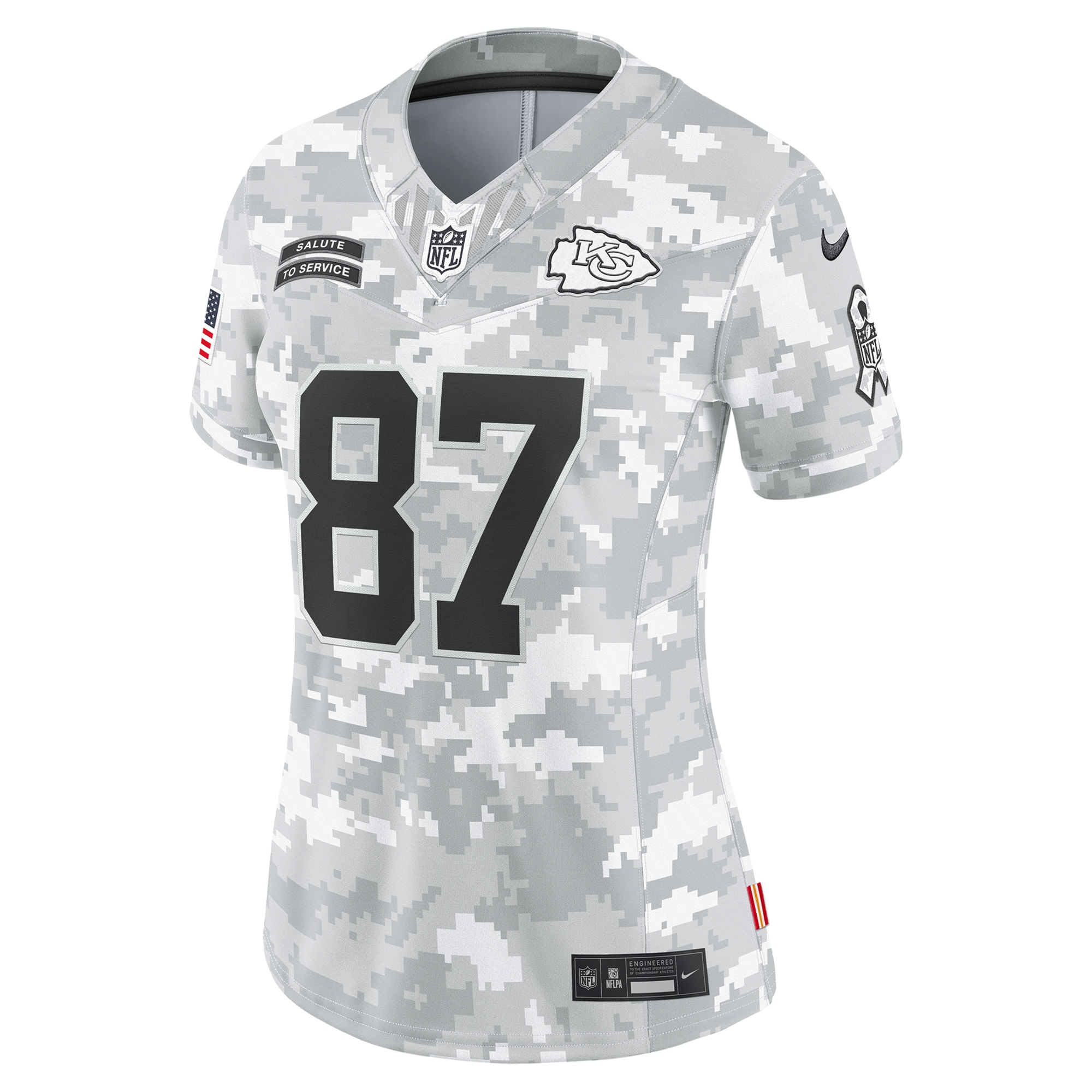 Travis Kelce Kansas City Chiefs Nike Women's 2024 Salute to Service Limited Jersey - Arctic Camo - Image 2