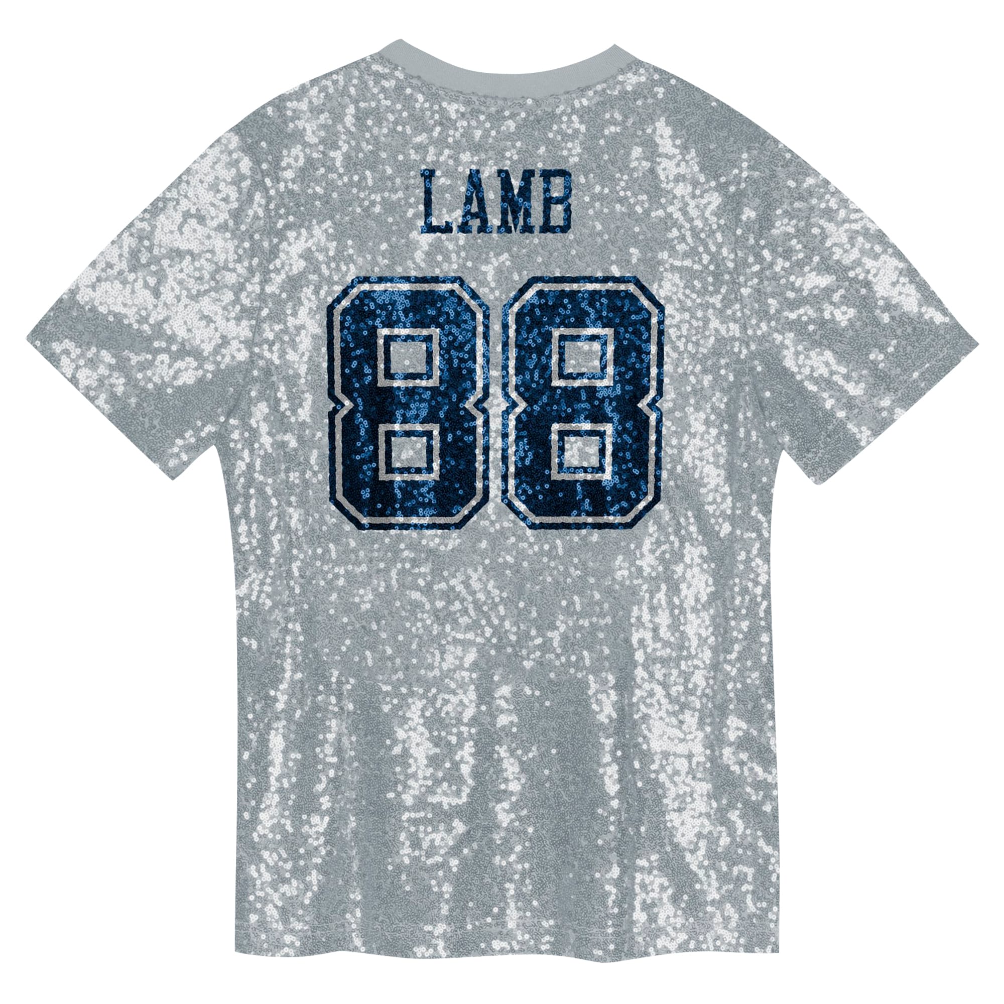 CeeDee Lamb Dallas Cowboys Girls Youth Sequin V-Neck Fashion Jersey - Silver - Image 3