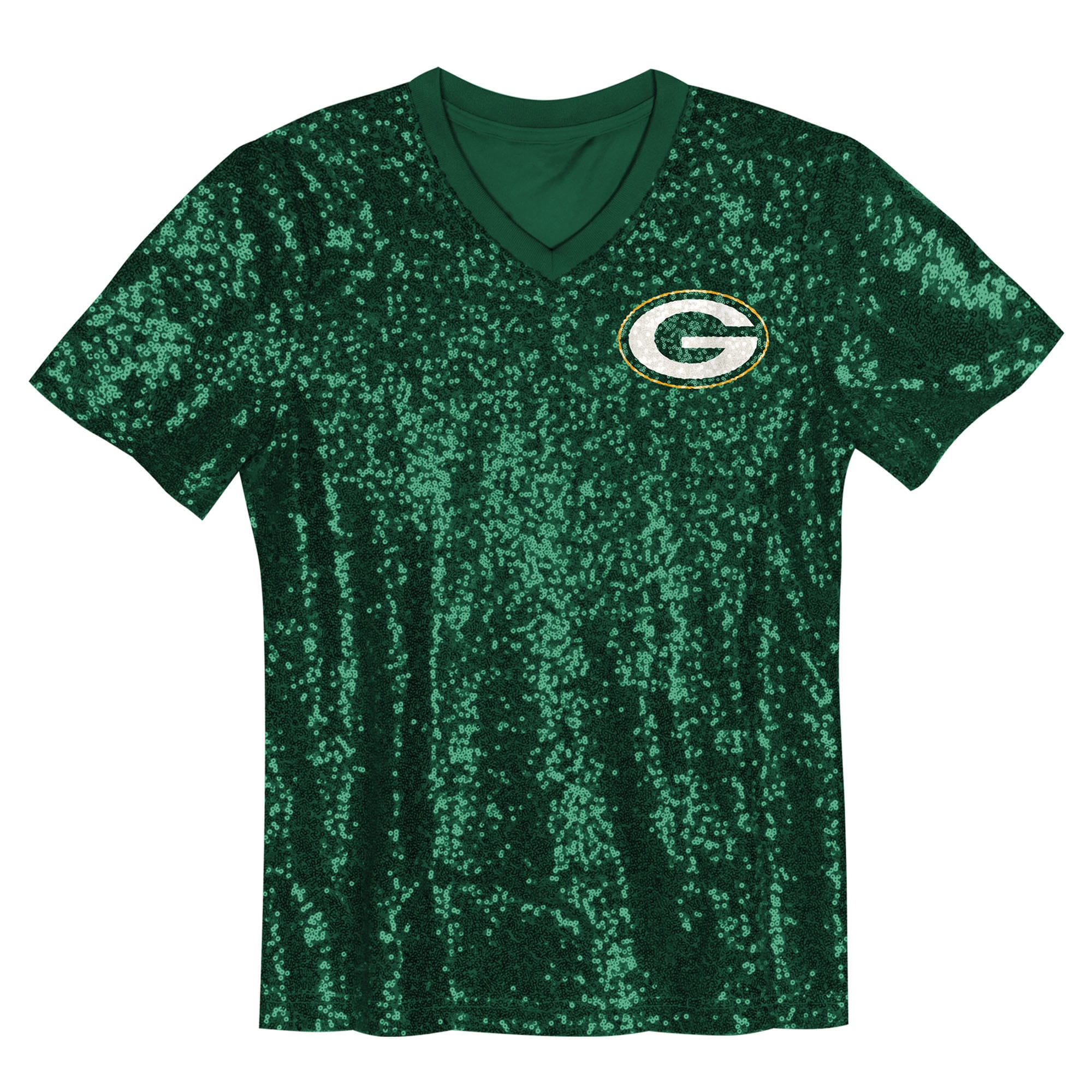 Jordan Love Green Bay Packers Girls Youth Sequin V-Neck Fashion Jersey - Green - Image 2