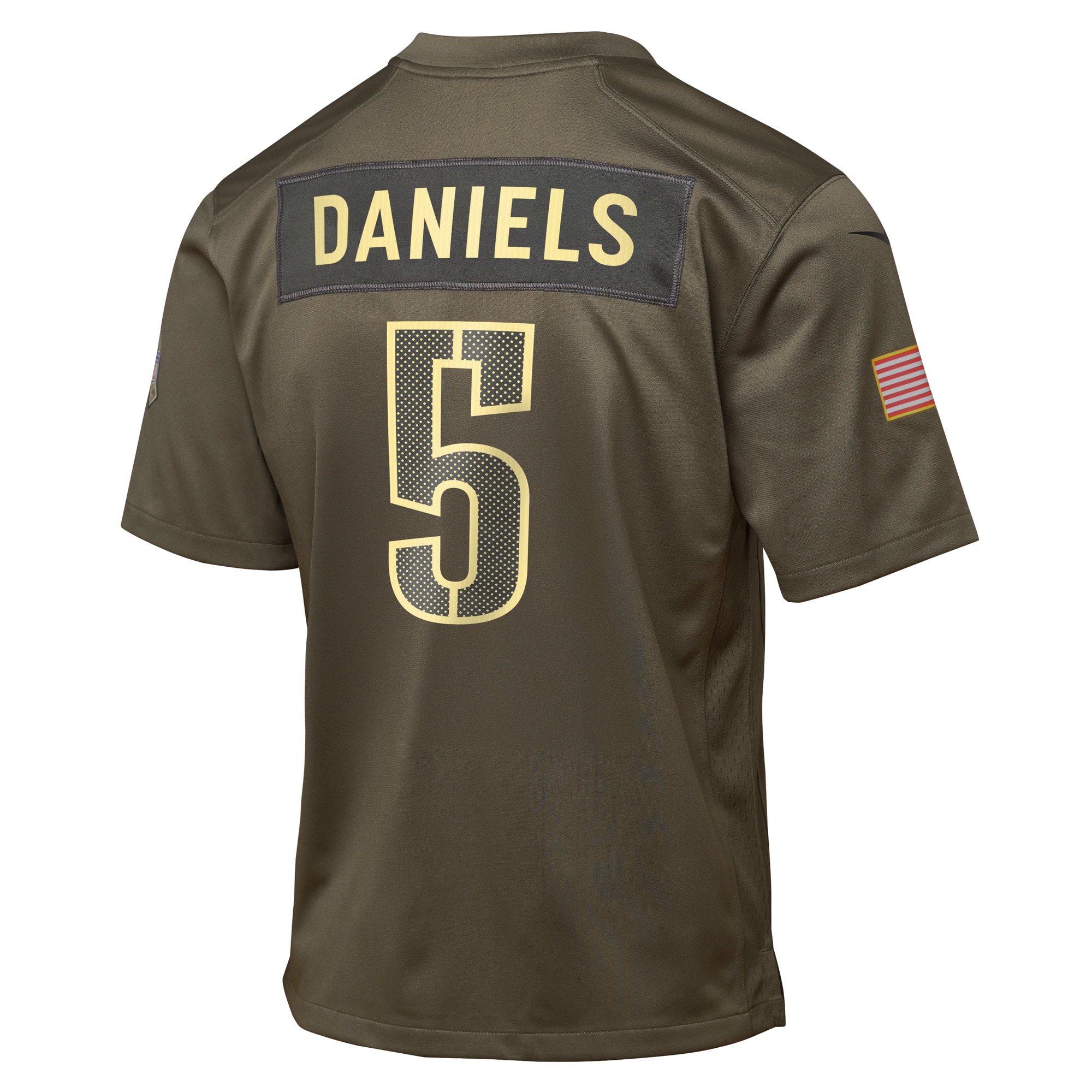 Jayden Daniels Washington Commanders Nike Youth 2025 Salute to Service Game Jersey - Olive - Image 3