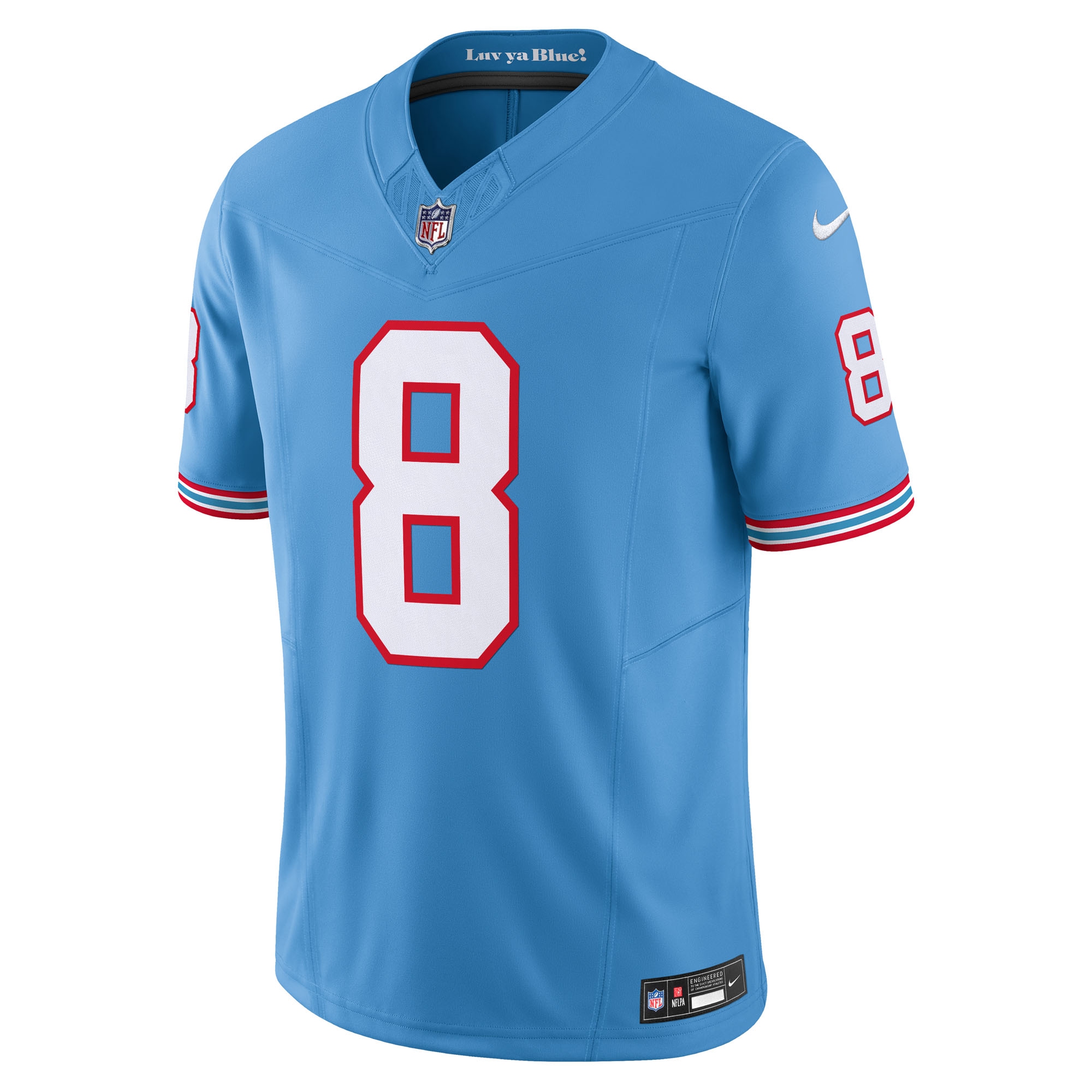 Will Levis Tennessee Titans Nike Alternate Oilers Throwback Vapor F.U.S.E. Limited Jersey - Light Blue - Image 2