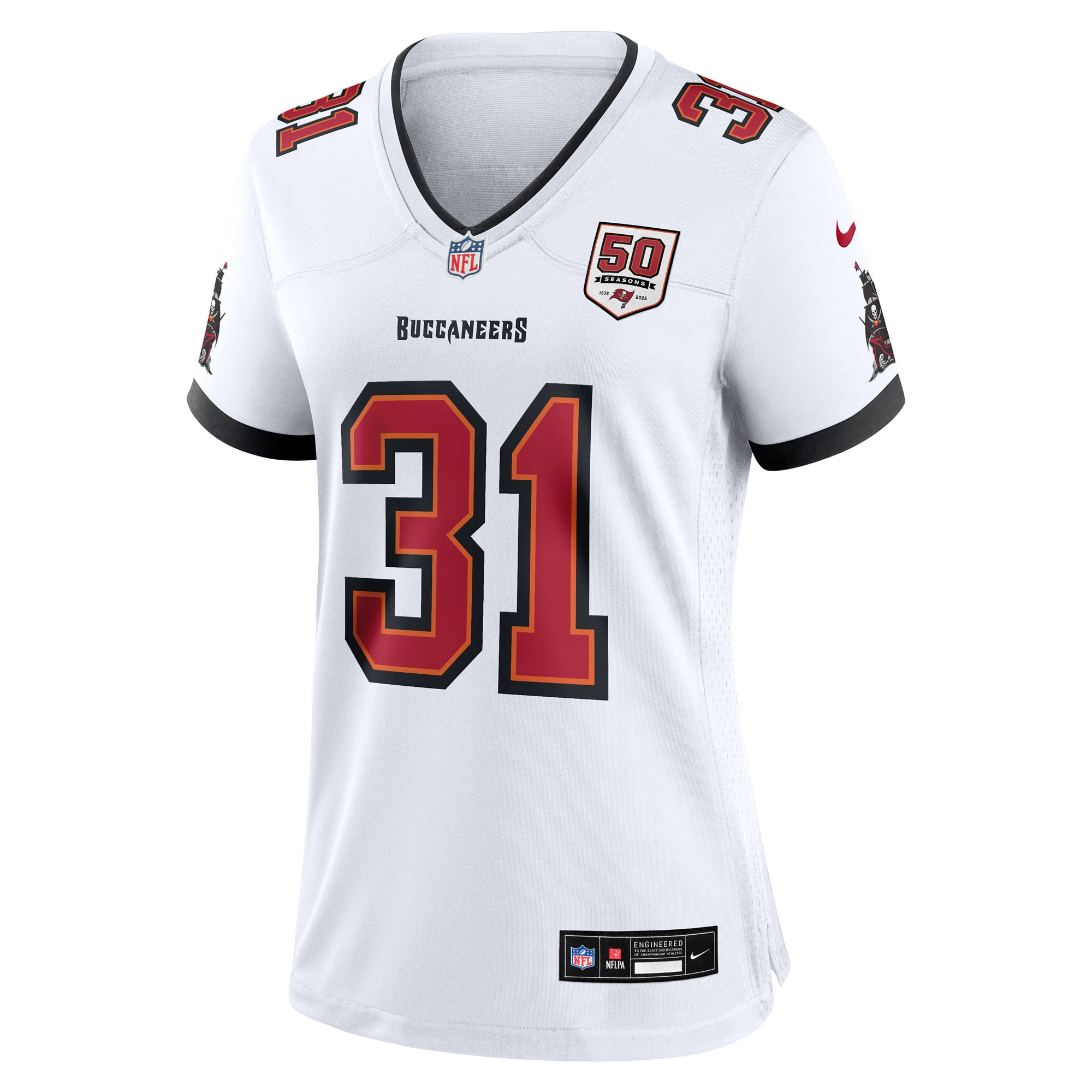 Antoine Winfield Jr. Tampa Bay Buccaneers Nike Women's 50th Season Patch Game Jersey - White - Image 2