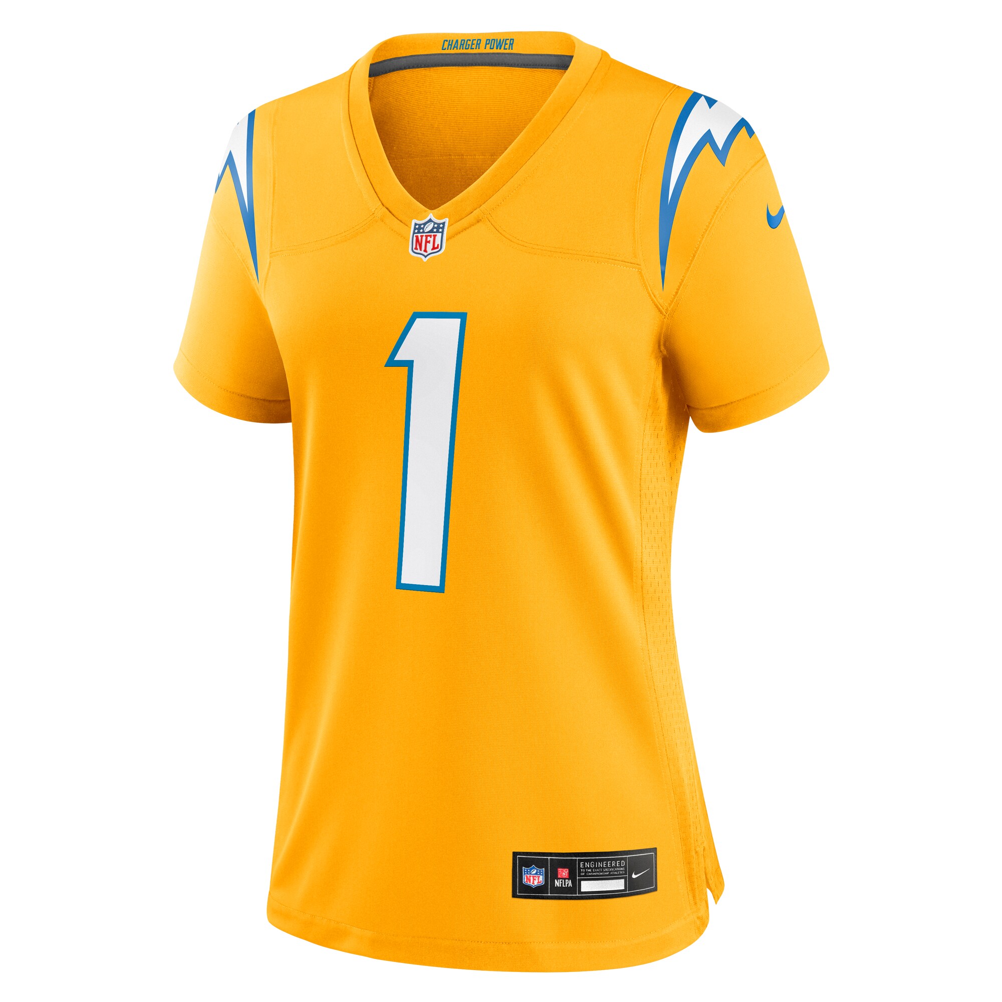 Quentin Johnston Los Angeles Chargers Nike Women's Alternate Charger Power Game Jersey - Gold - Image 2
