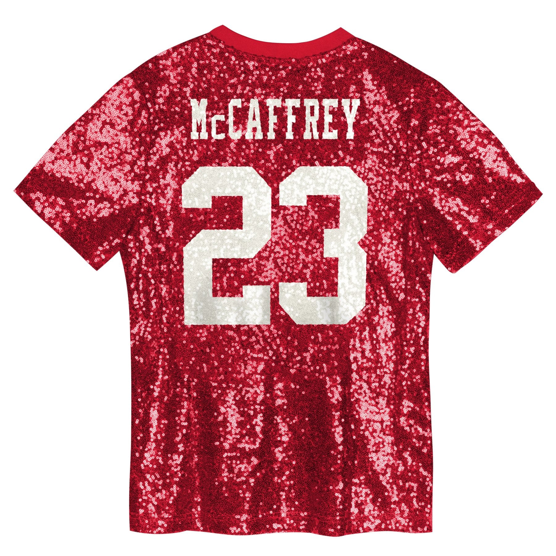 Christian McCaffrey San Francisco 49ers Girls Youth Sequin V-Neck Fashion Jersey - Scarlet - Image 3