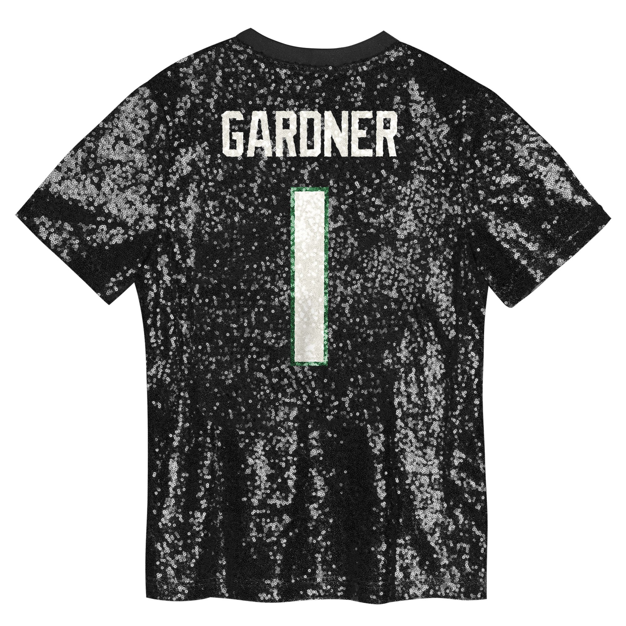 Sauce Gardner New York Jets Girls Youth Sequin V-Neck Fashion Jersey - Black - Image 3